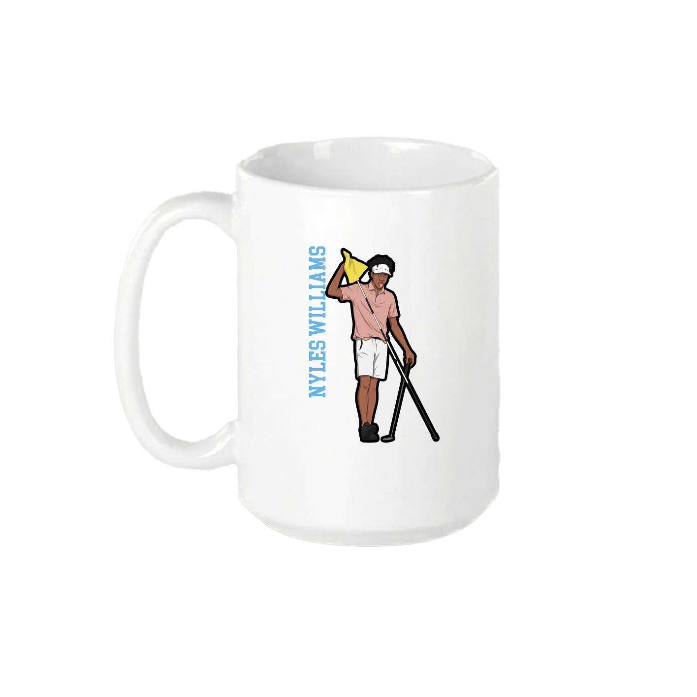 15oz Coffee Mug — Name Vertical in White