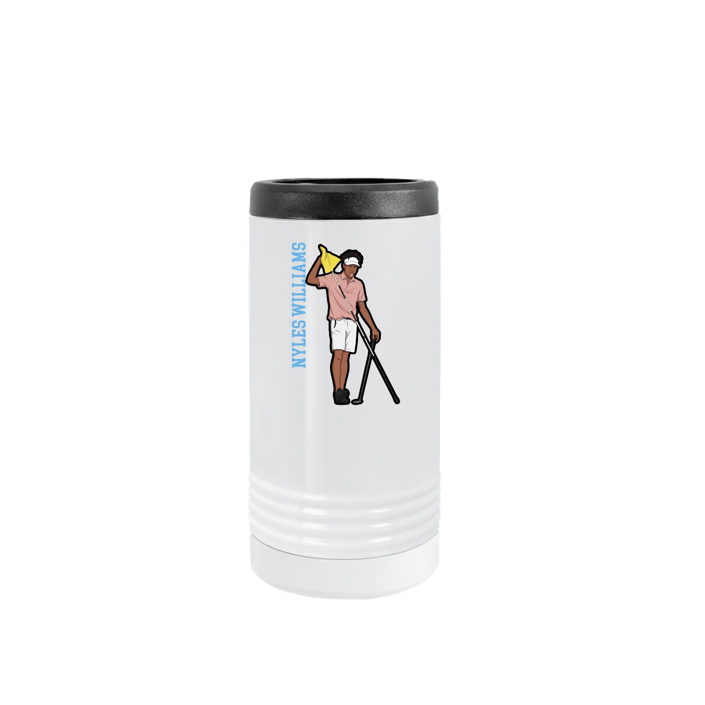 Slim Beverage Holder — Name Vertical in White