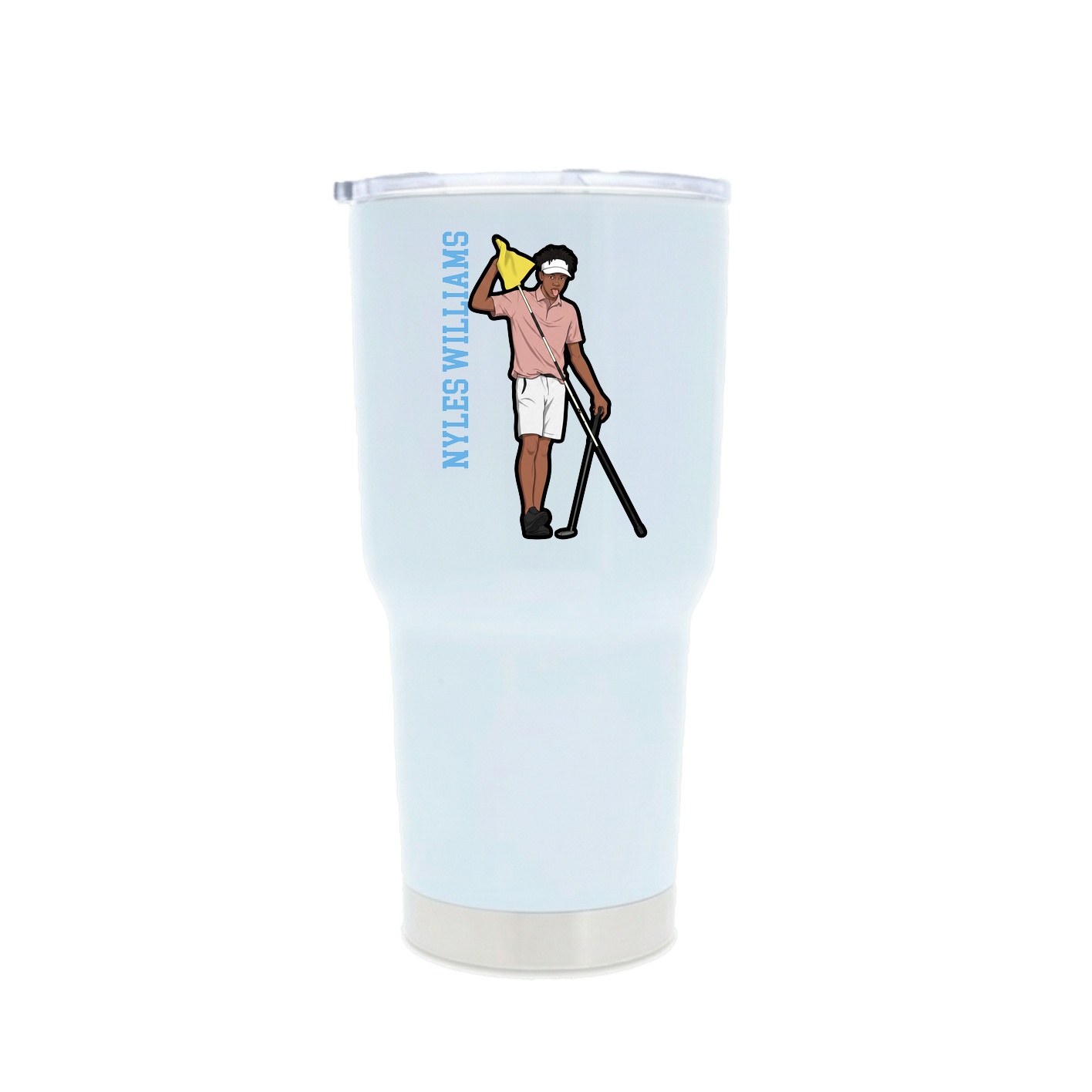 30oz Stainless Steel Tumbler — Name Vertical in White