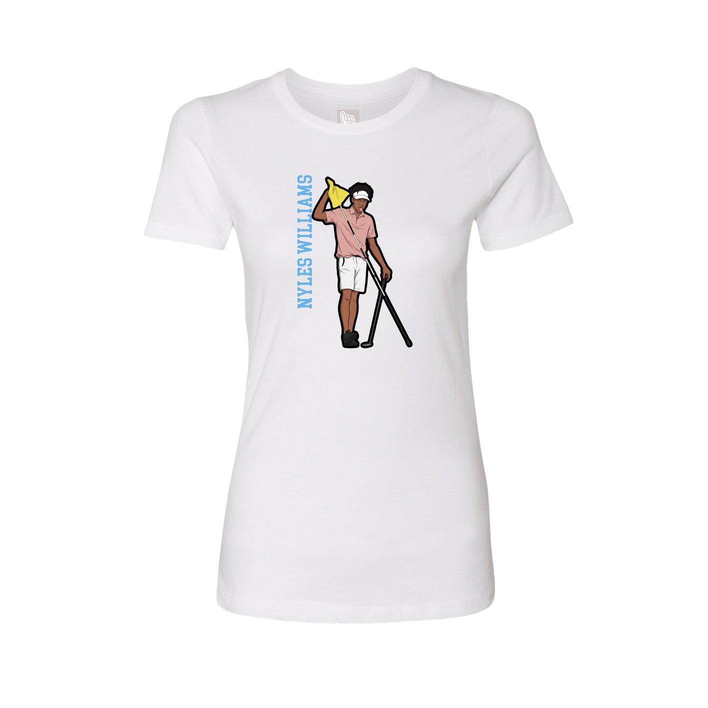Fitted Women's Tee — Name Vertical in White
