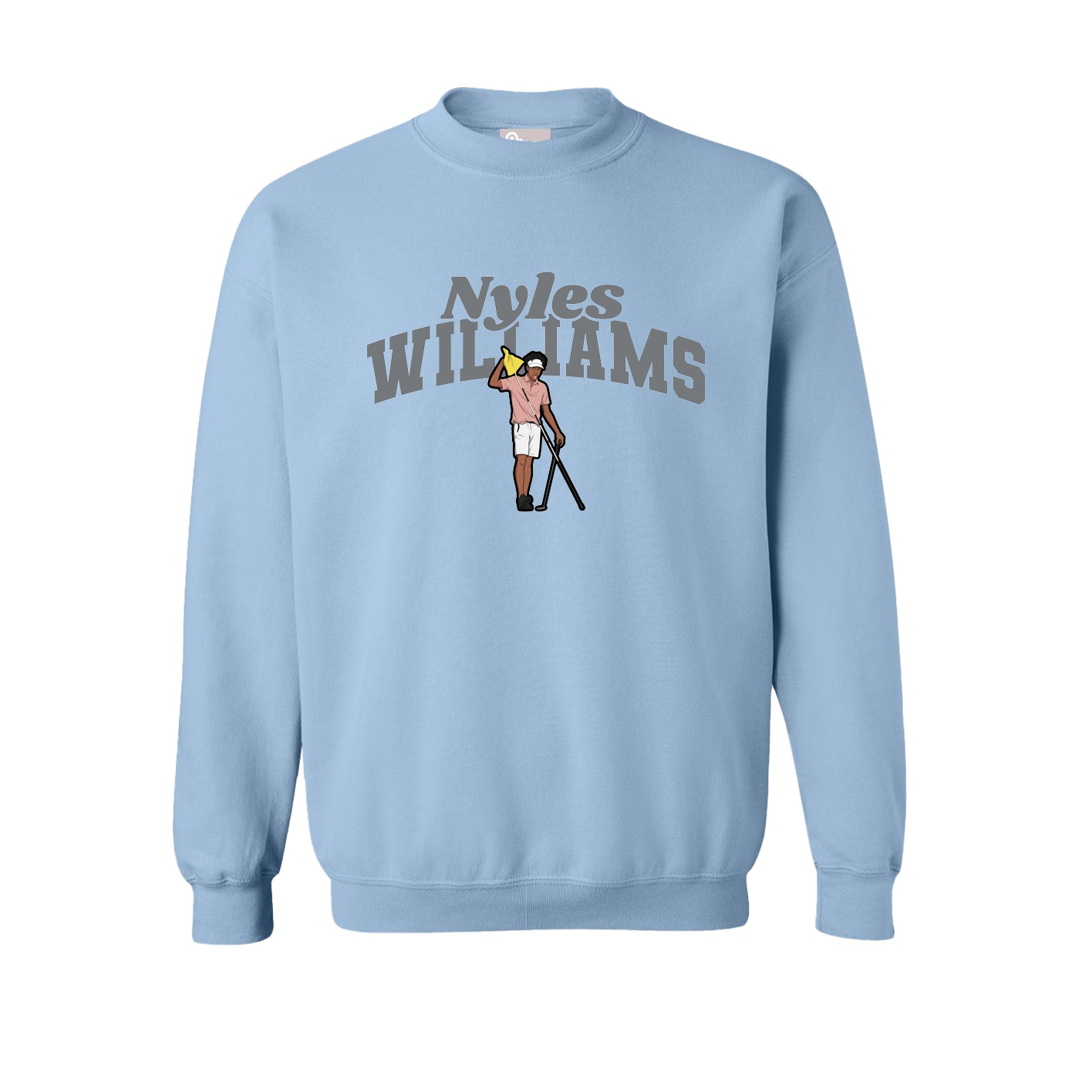 Fleece Crew — Signature Arch in Light Blue