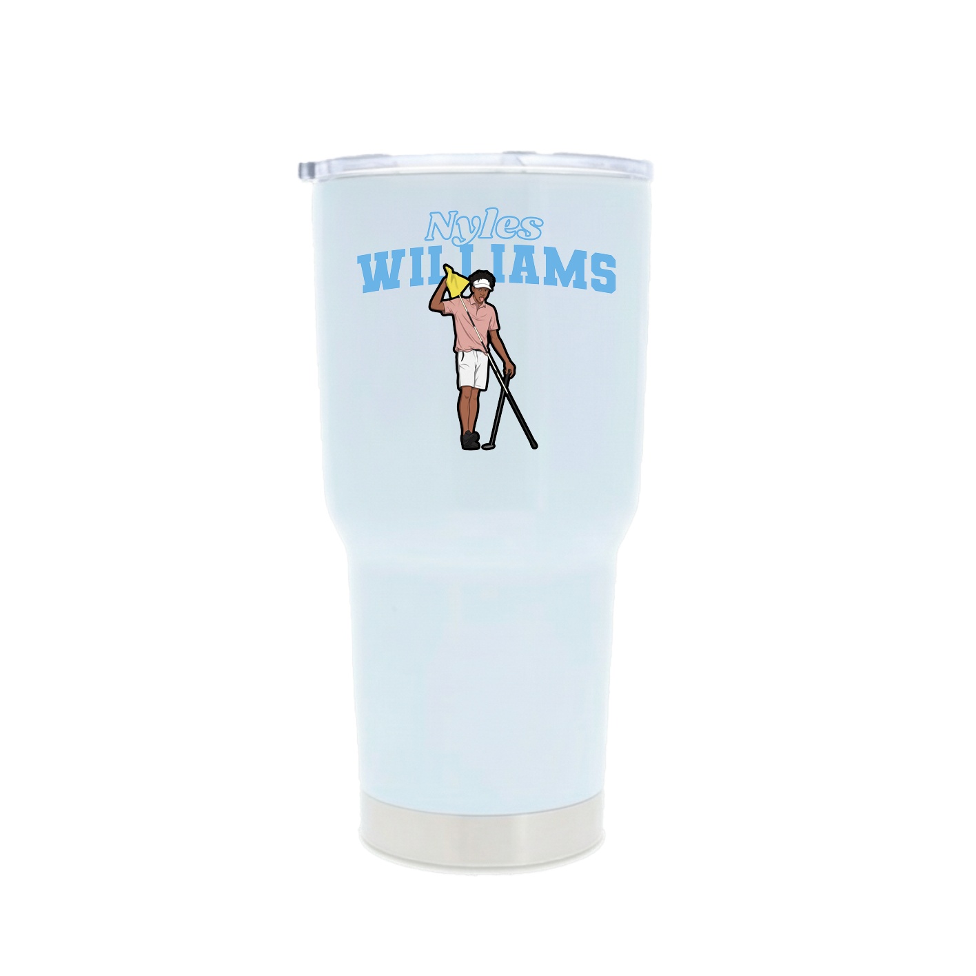 30oz Stainless Steel Tumbler — Name Arch in White