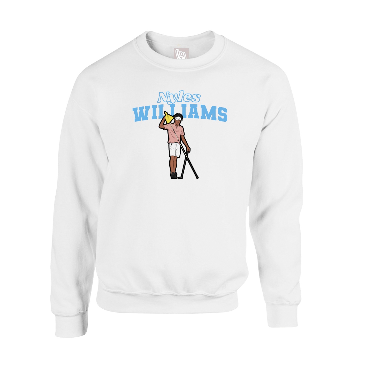 Fleece Crew — Name Arch in White