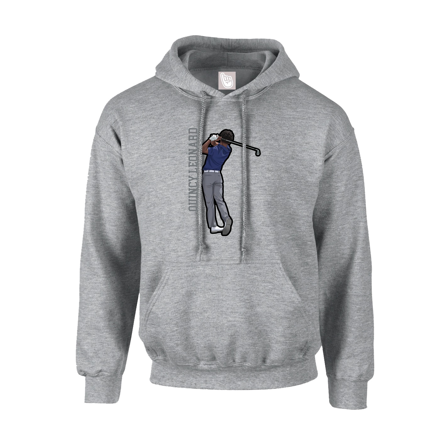 Hoodie — Name Vertical in Grey