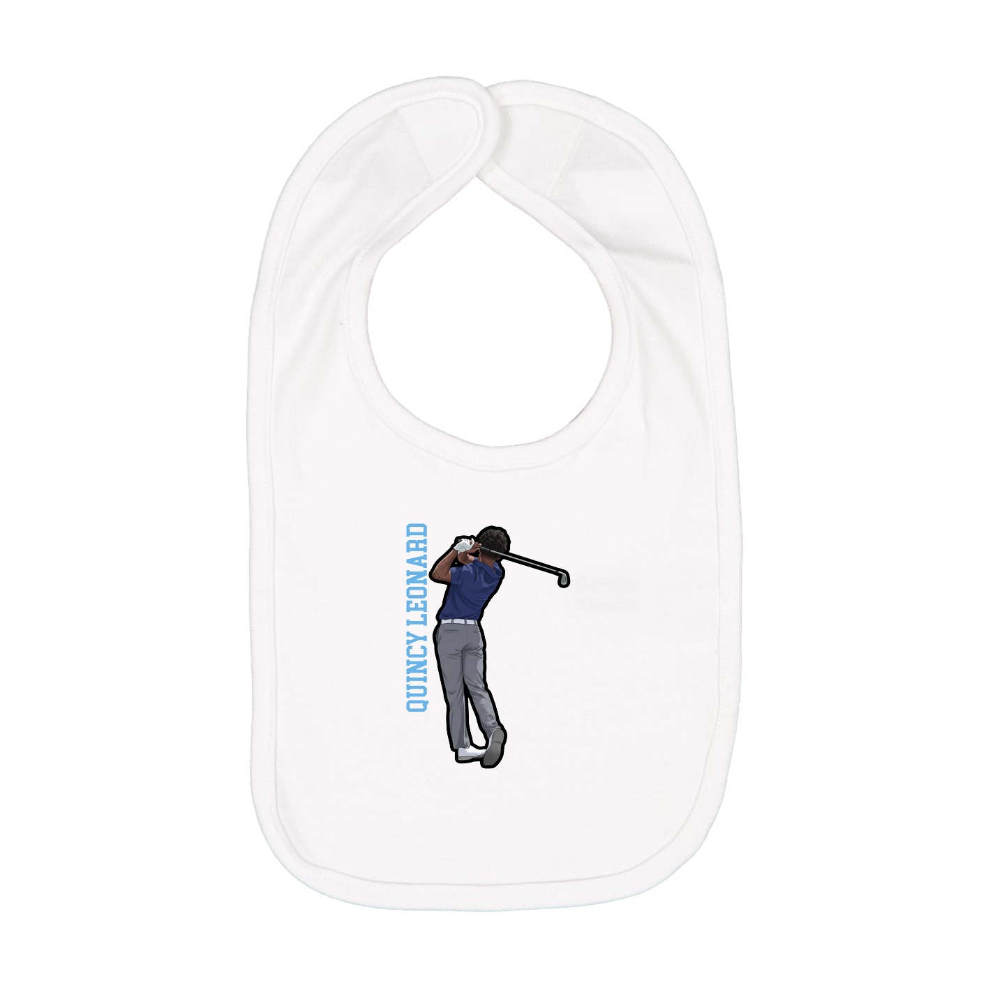 Infant Bib — Name Vertical in White