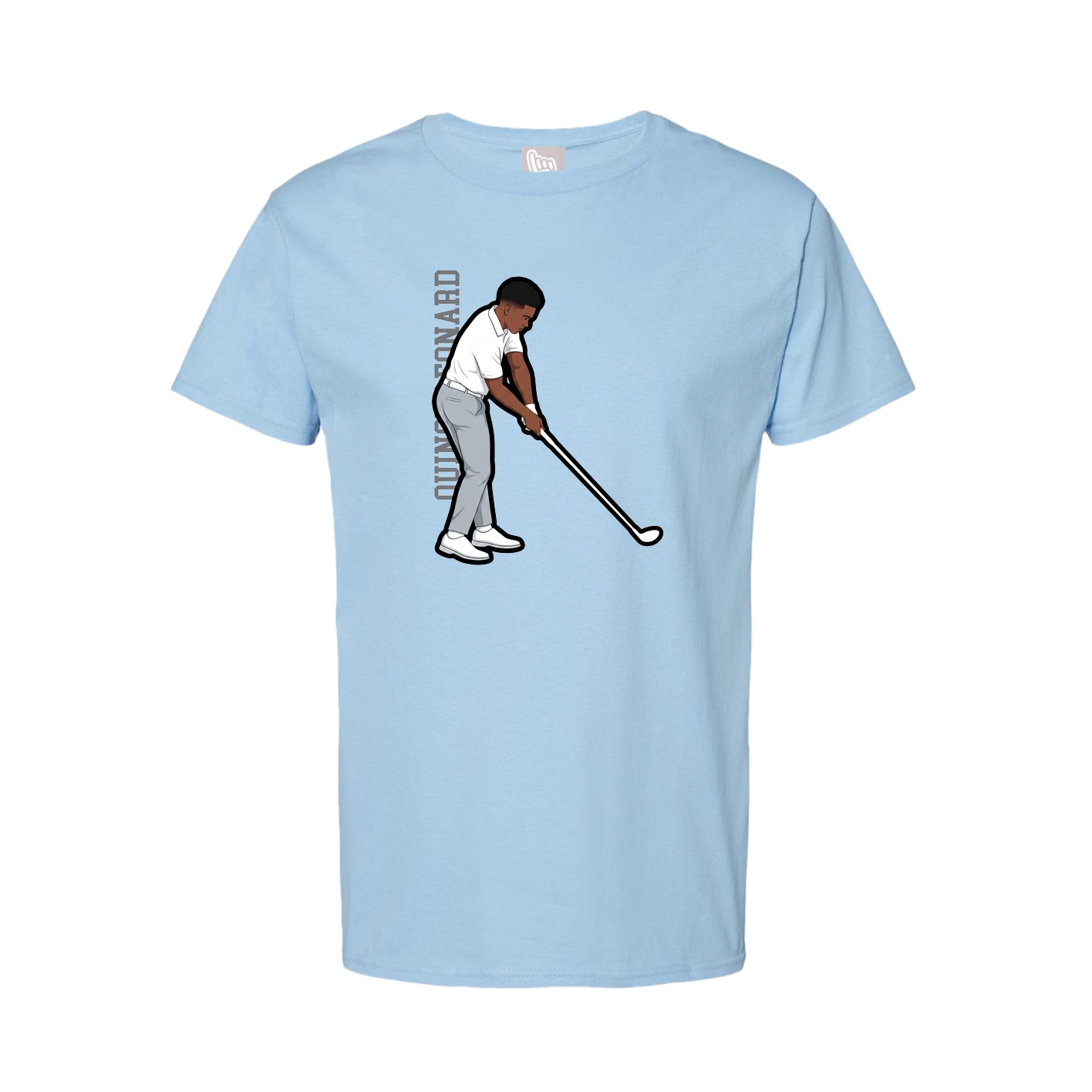 Tee — Name Vertical in Light Blue
