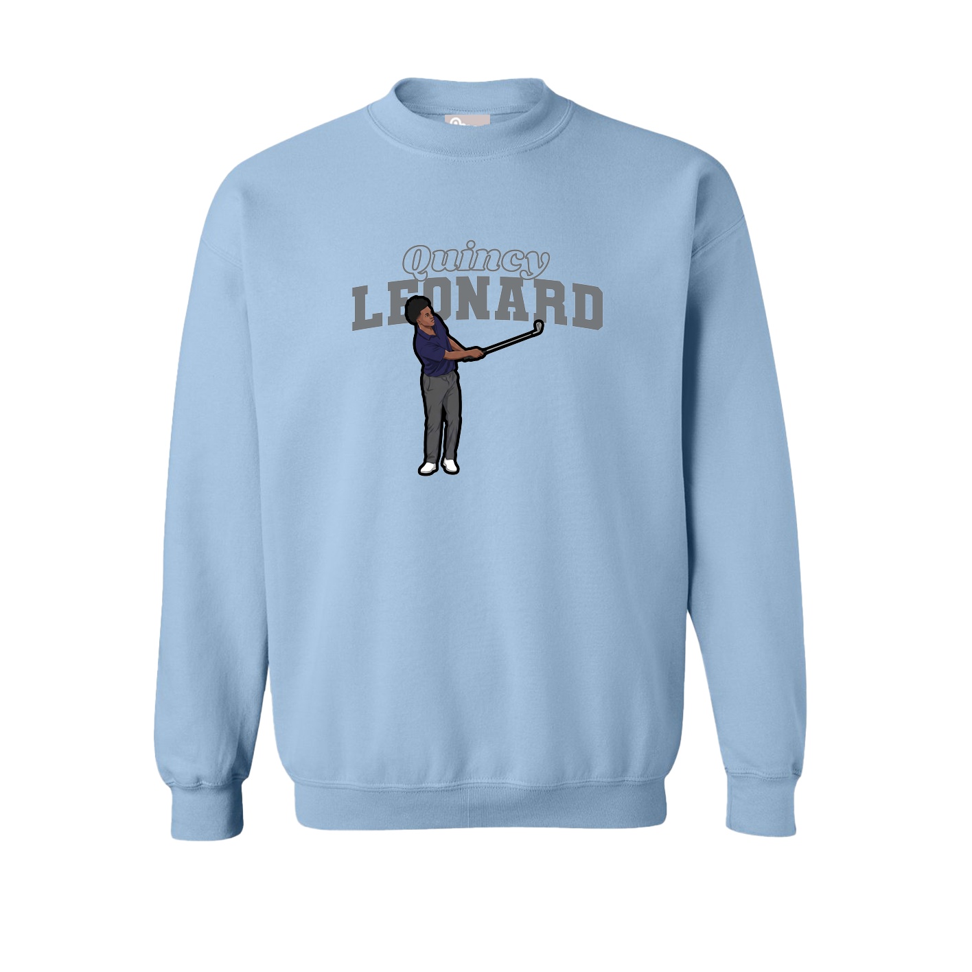 Fleece Crew — Name Arch in Light Blue
