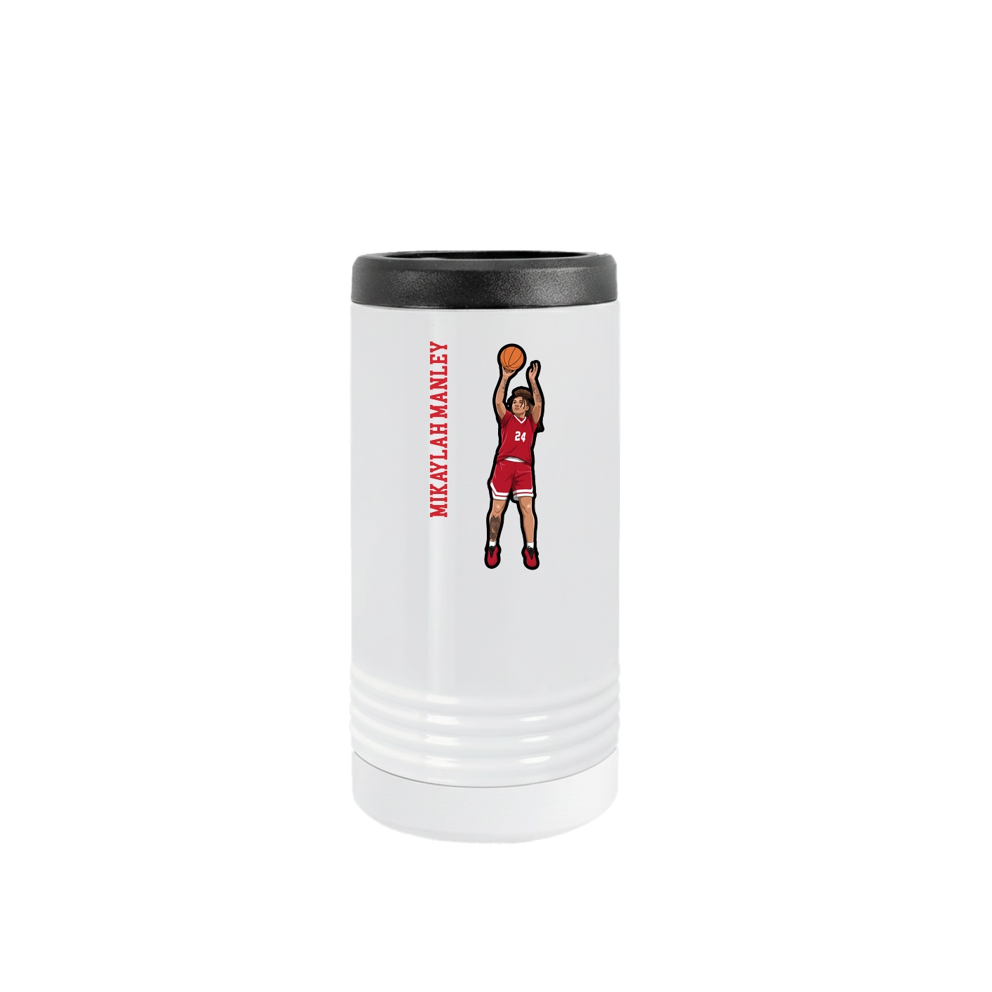 Slim Beverage Holder — Name Vertical in White