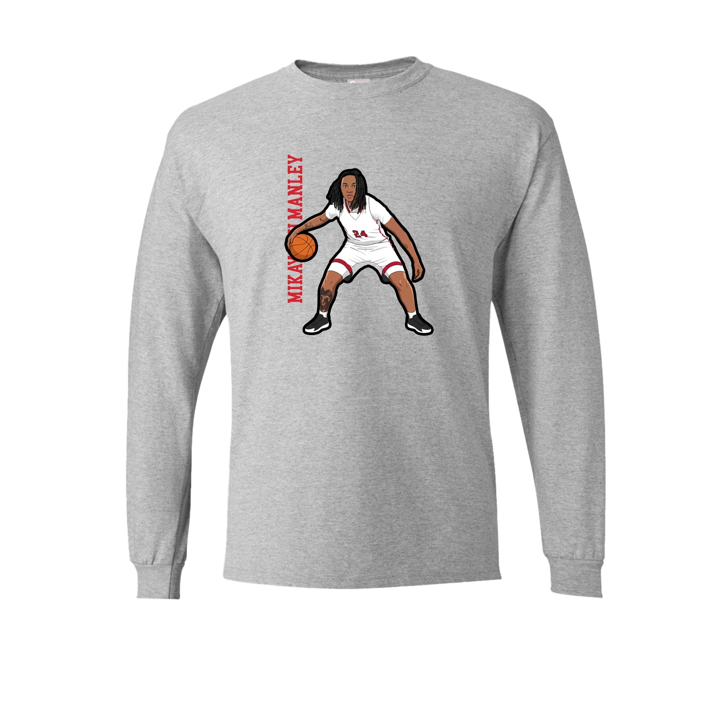 Long Sleeve Tee — Name Vertical in Grey