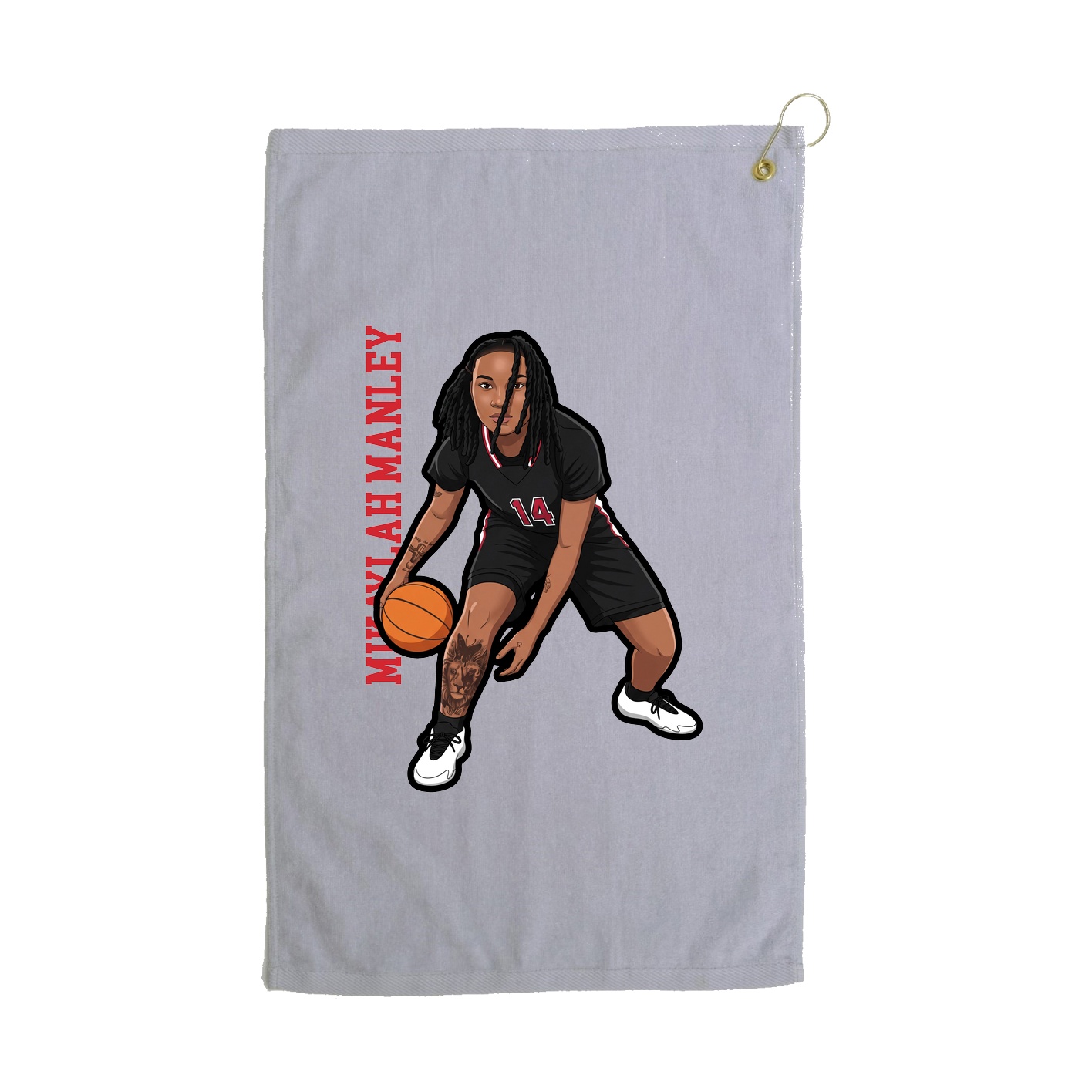 Golf Towel — Name Vertical in Grey