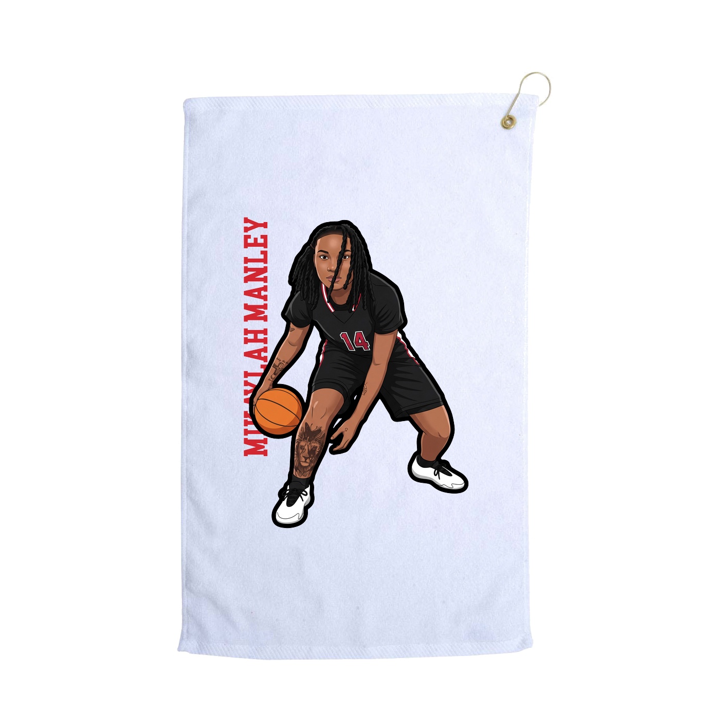 Golf Towel — Name Vertical in White