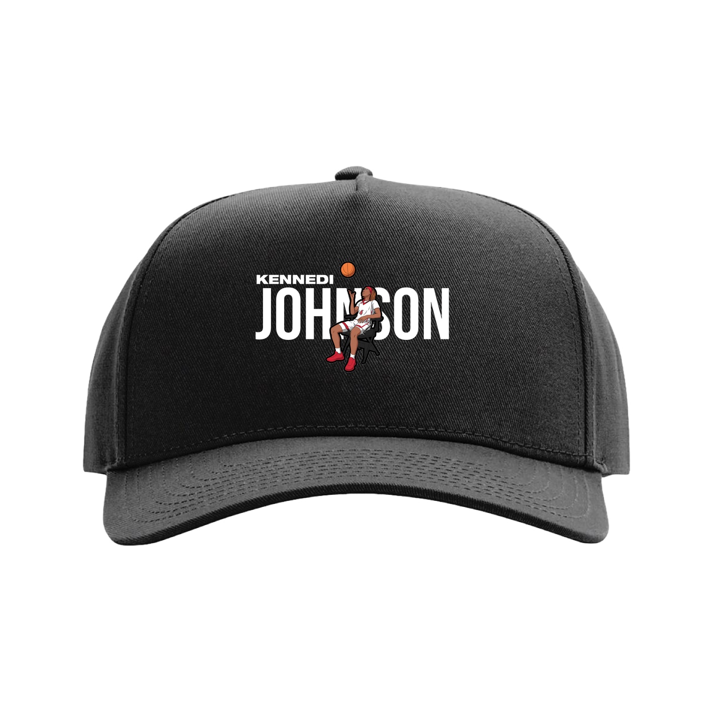 Full Fabric Five-Panel Champ Cap — Player Name in Black