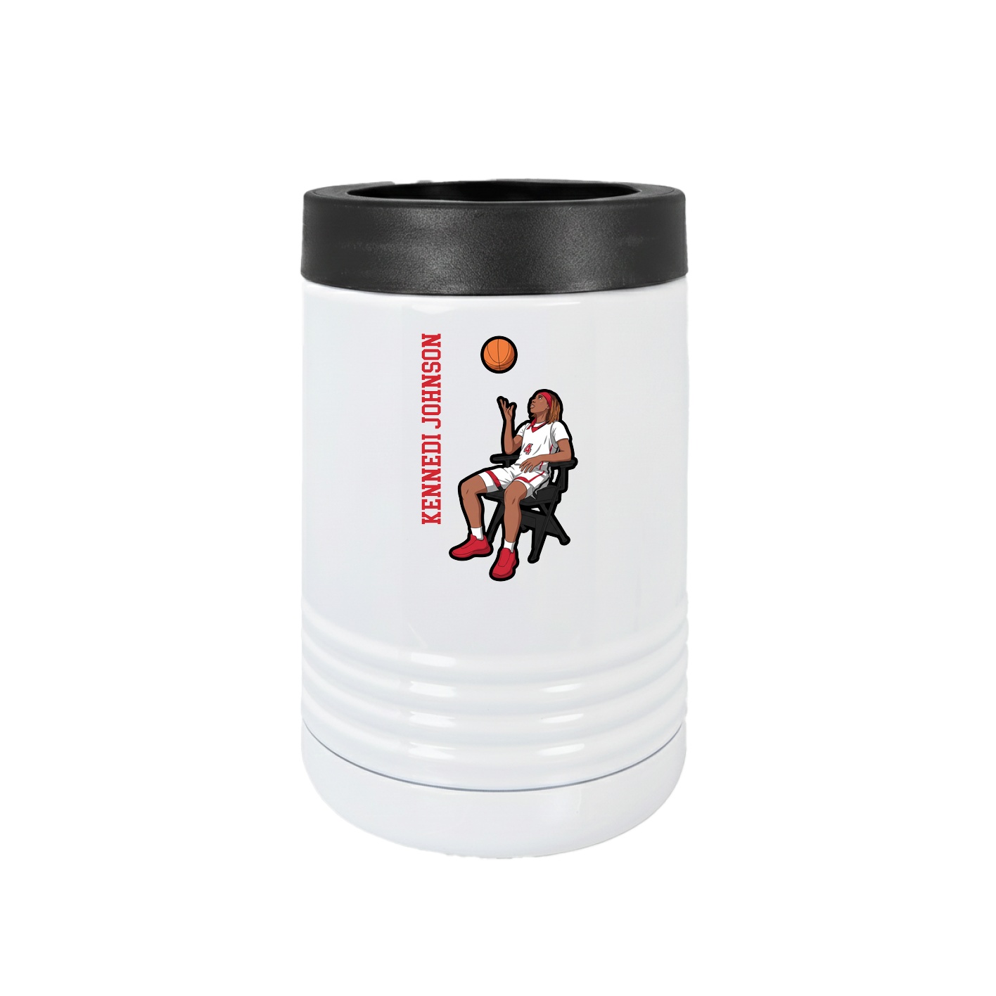 Beverage Holder — Name Vertical in White