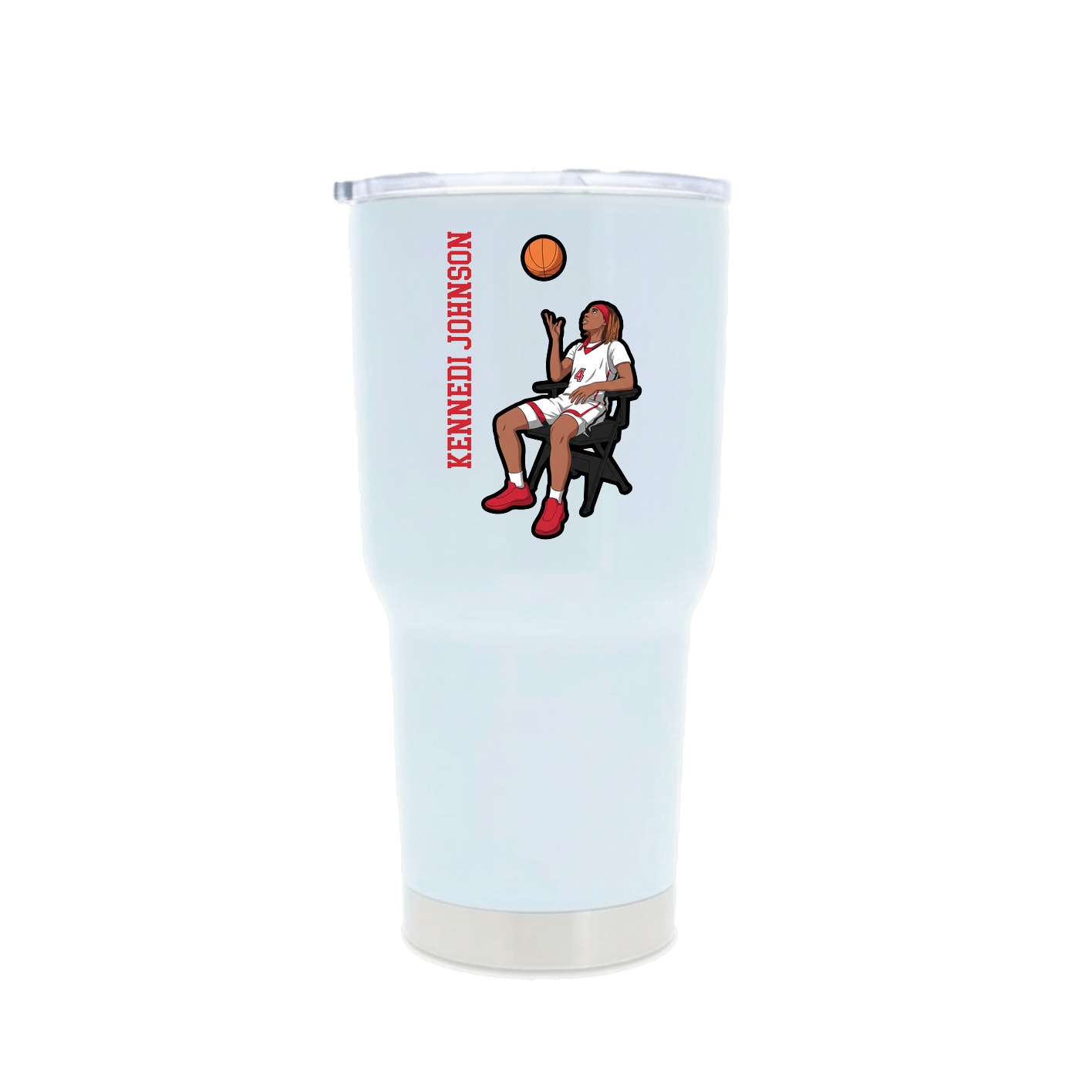 30oz Stainless Steel Tumbler — Name Vertical in White