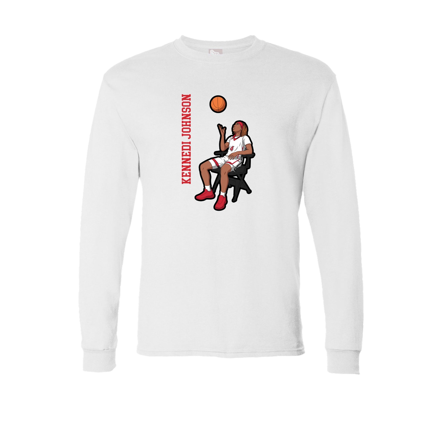 Long Sleeve Tee — Name Vertical in White