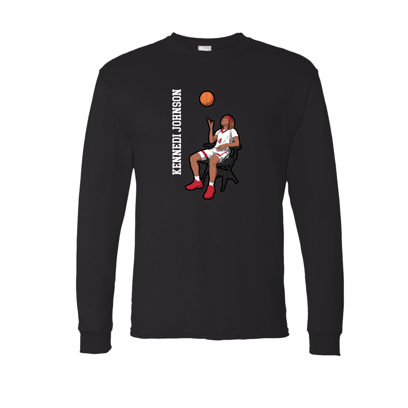 Long Sleeve Tee — Name Vertical in Black