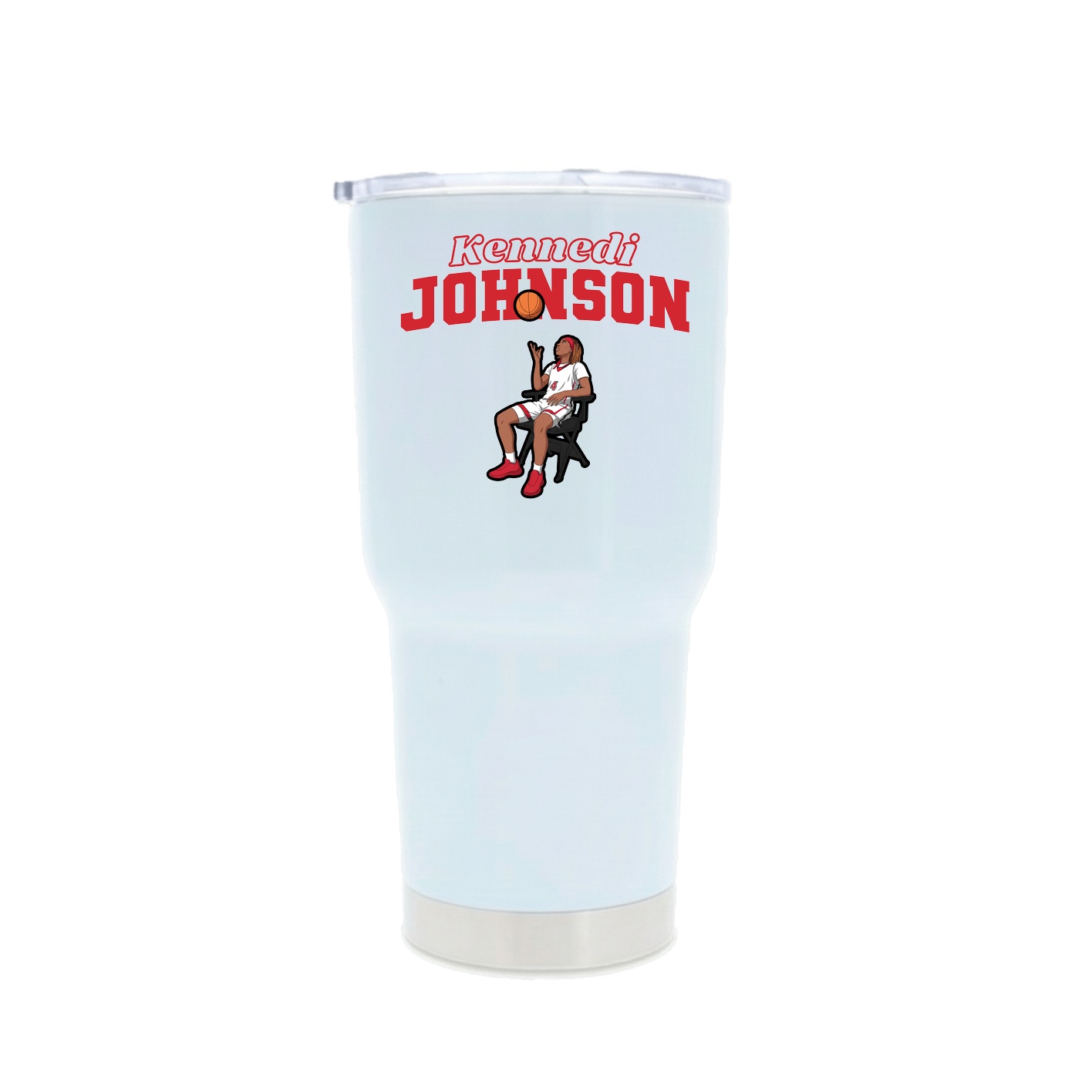 30oz Stainless Steel Tumbler — Name Arch in White