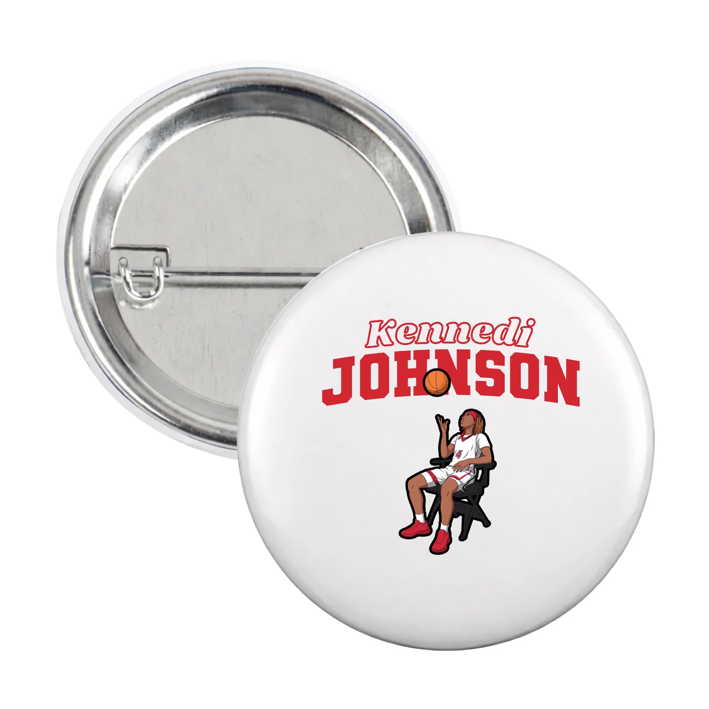 Game Day Button — Name Arch in White