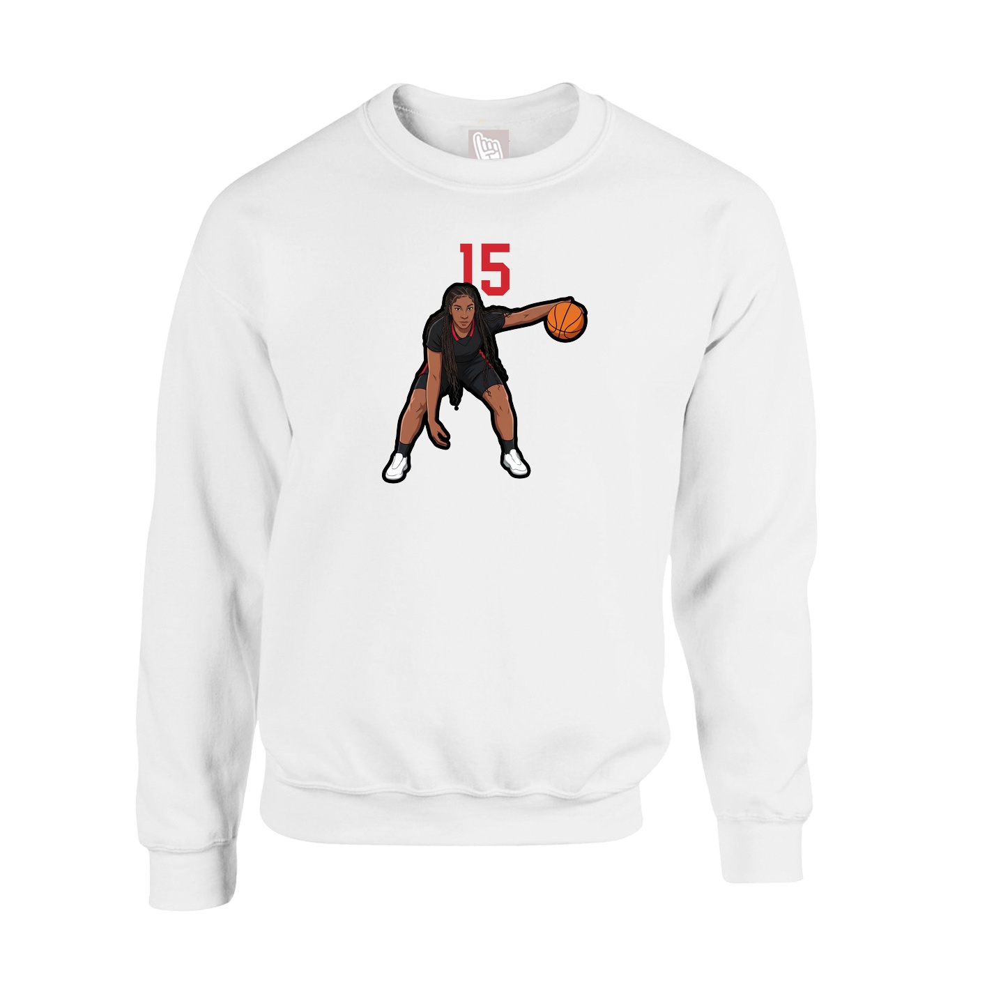 Fleece Crew — Number Top in White