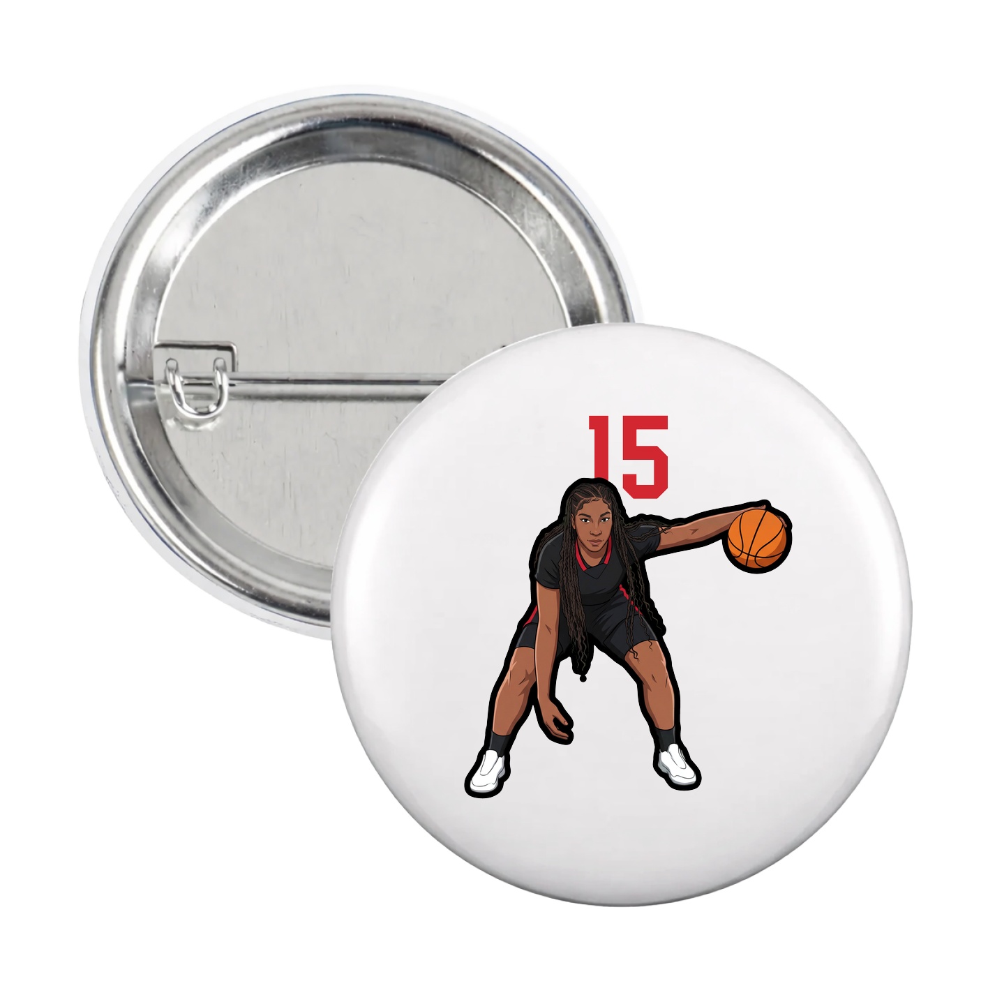 Game Day Button — Number Top in White
