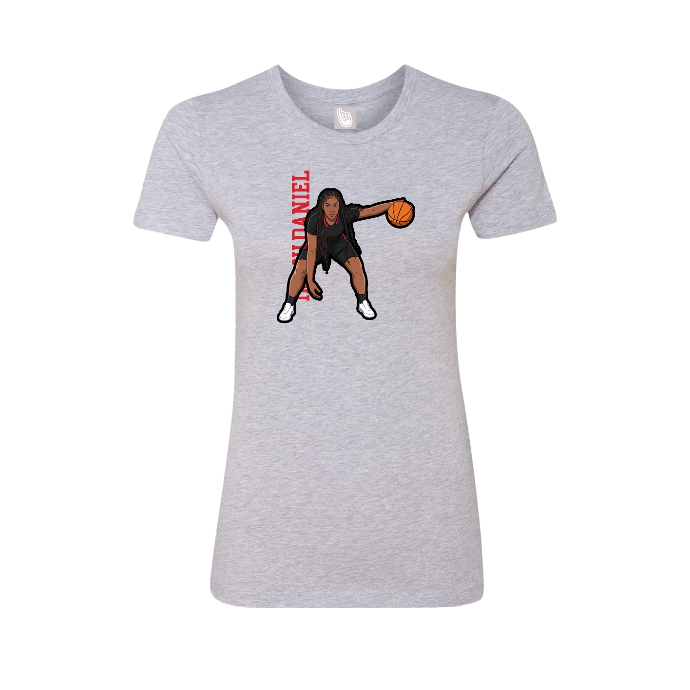 Fitted Women's Tee — Name Vertical in Grey