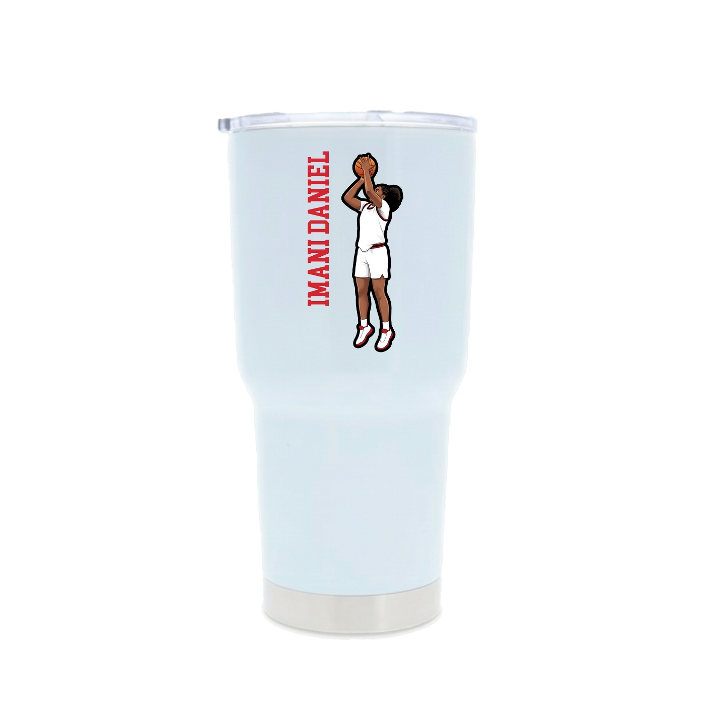 30oz Stainless Steel Tumbler — Name Vertical in White