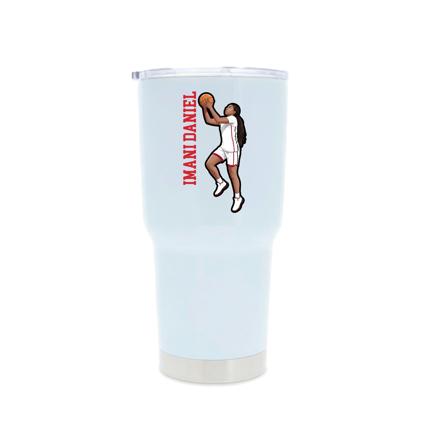 30oz Stainless Steel Tumbler — Name Vertical in White