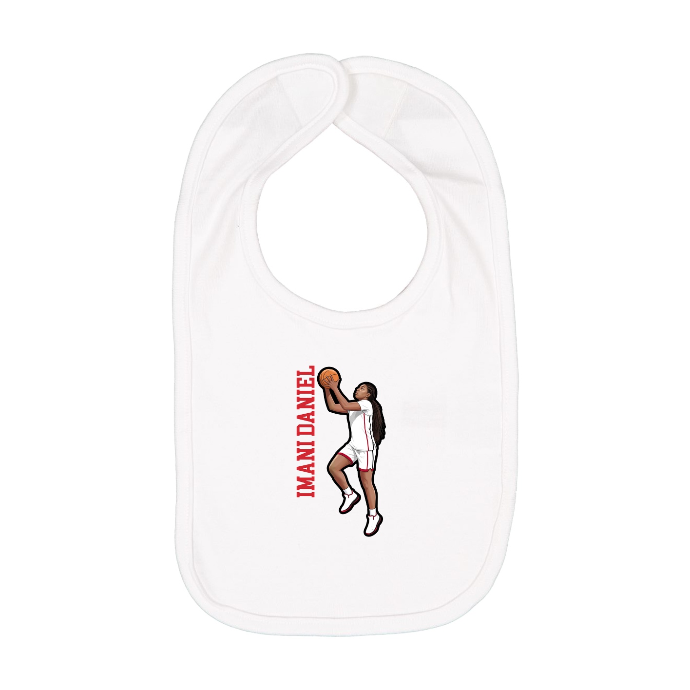 Infant Bib — Name Vertical in White