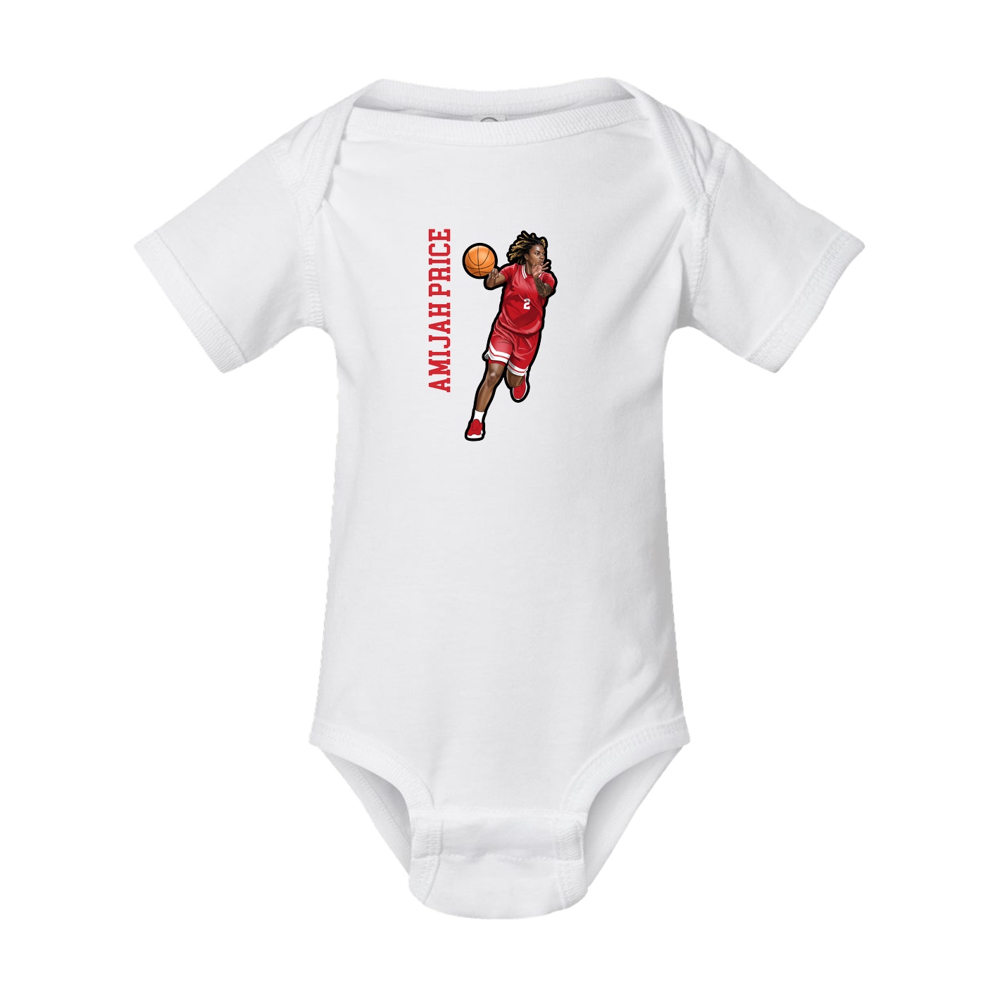 Baby Onesie — Name Vertical in White
