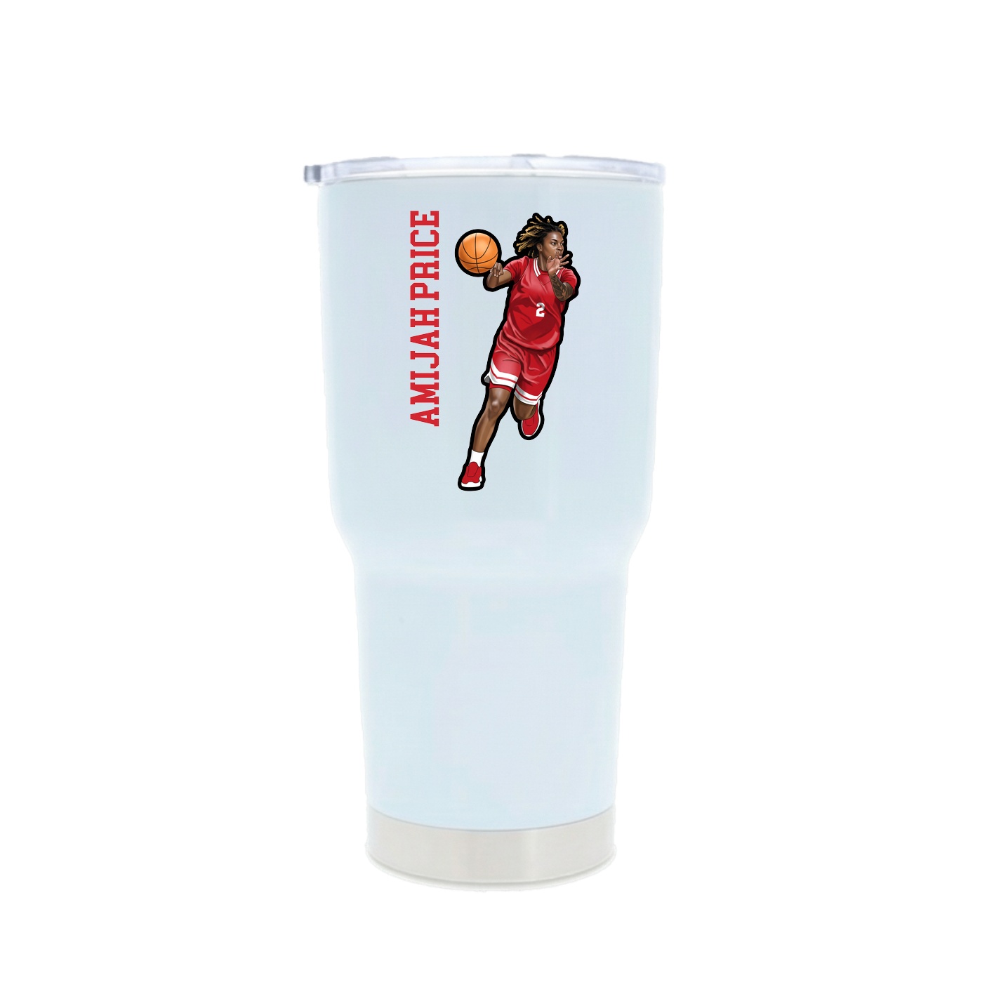 30oz Stainless Steel Tumbler — Name Vertical in White
