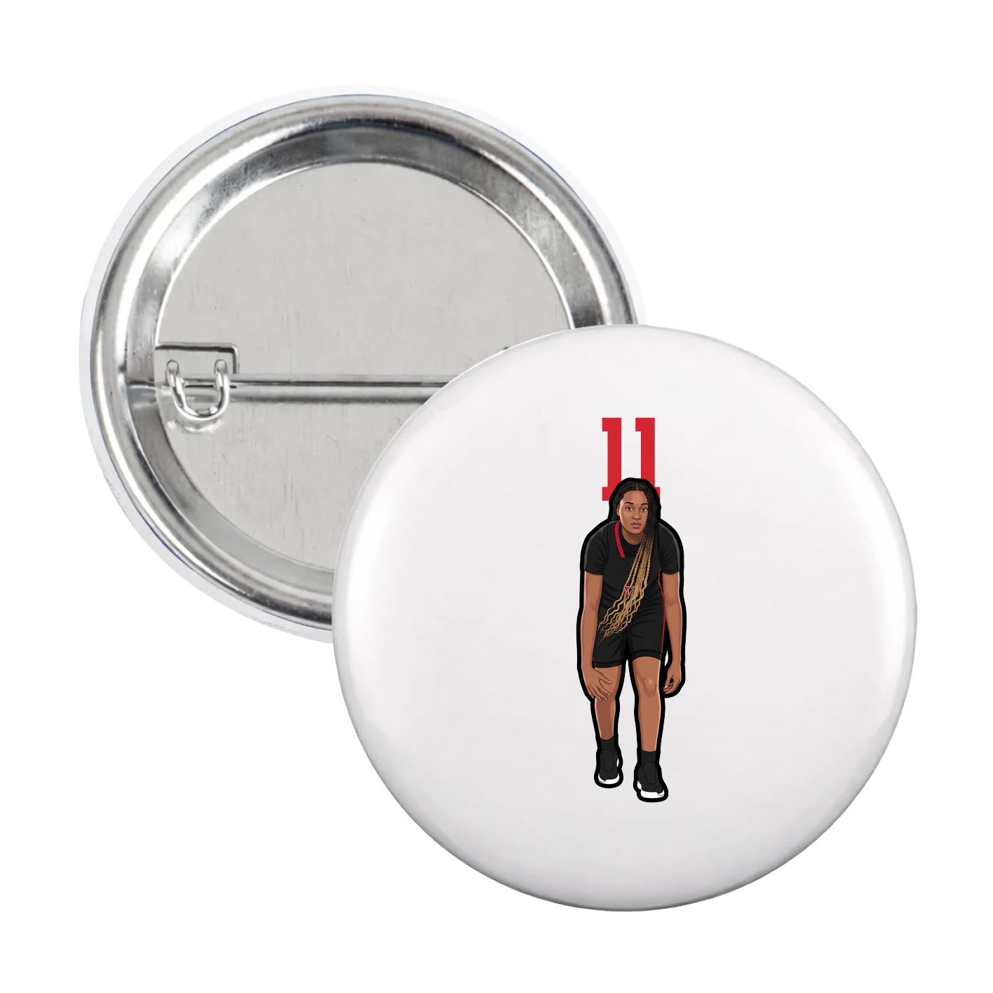 Game Day Button — Number Top in White