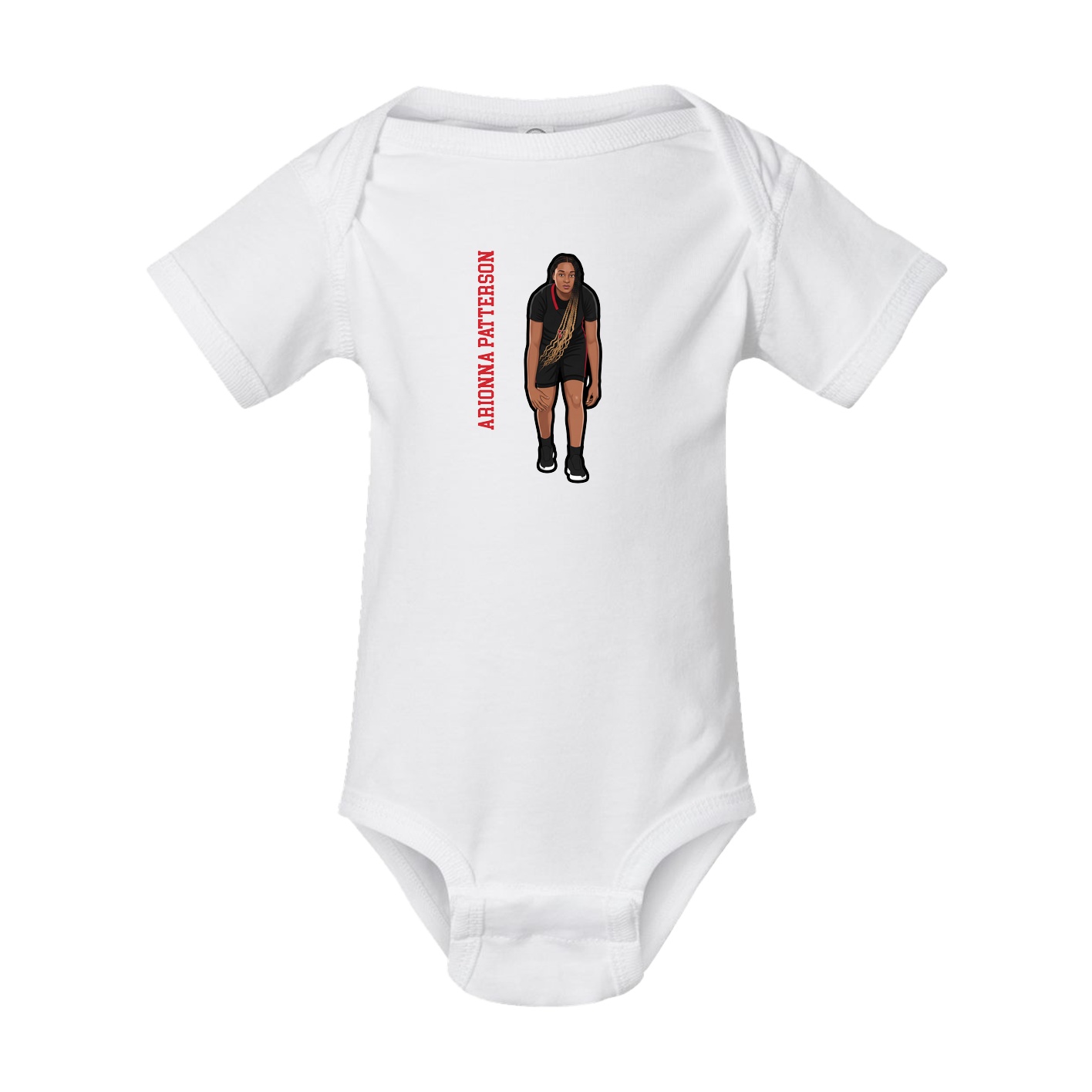 Baby Onesie — Name Vertical in White