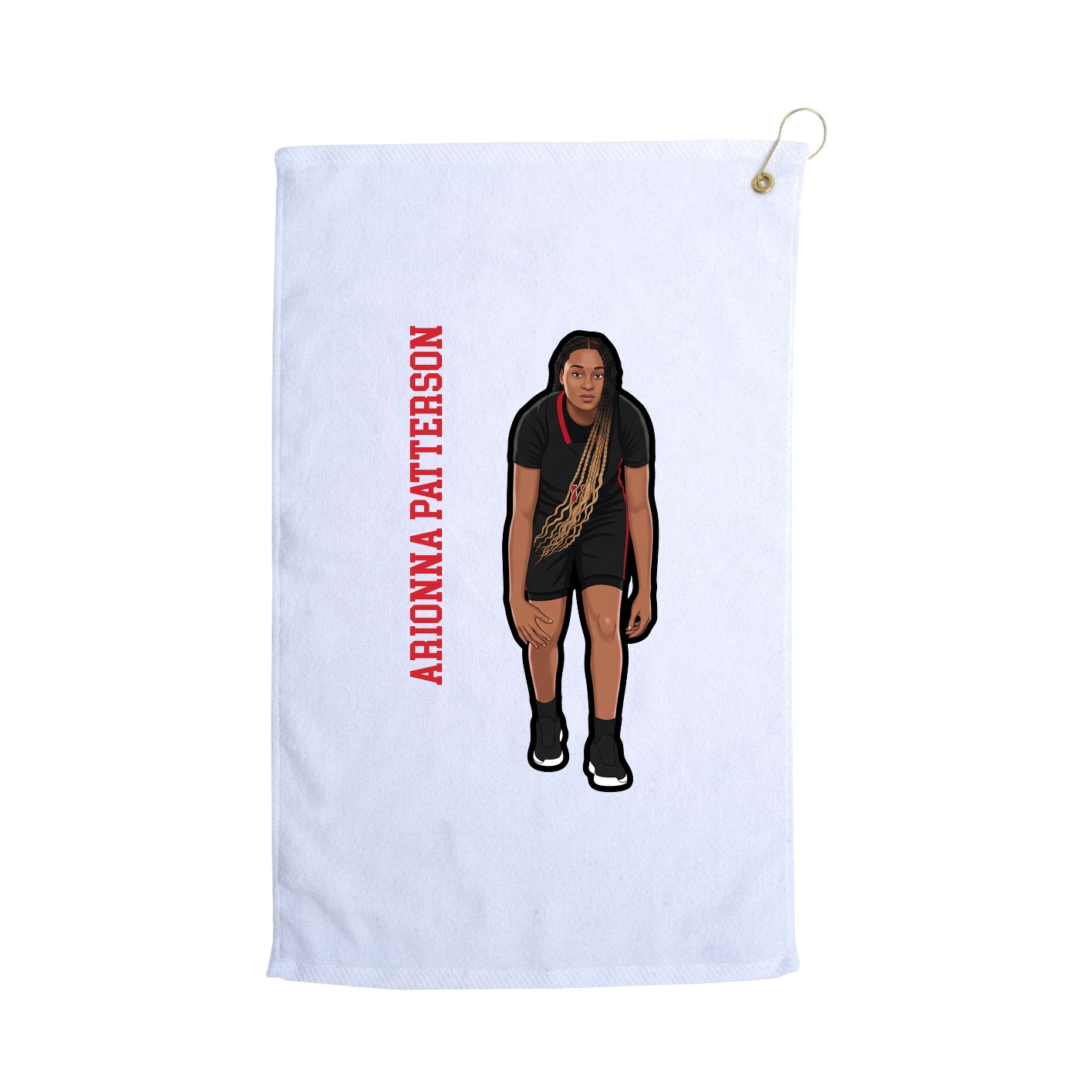 Golf Towel — Name Vertical in White