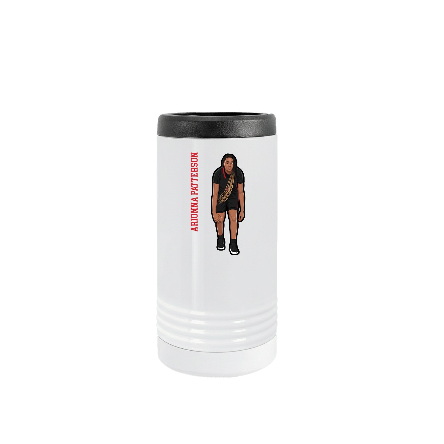 Slim Beverage Holder — Name Vertical in White