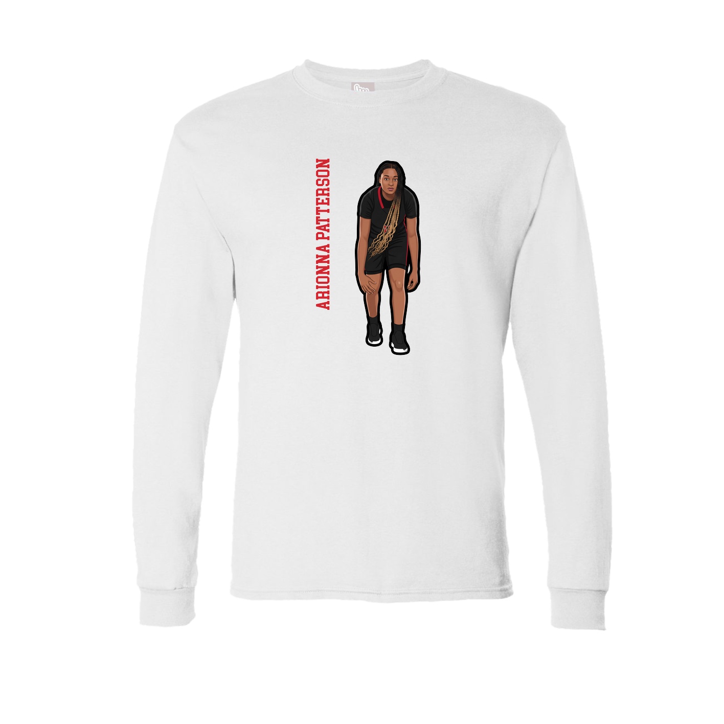 Long Sleeve Tee — Name Vertical in White