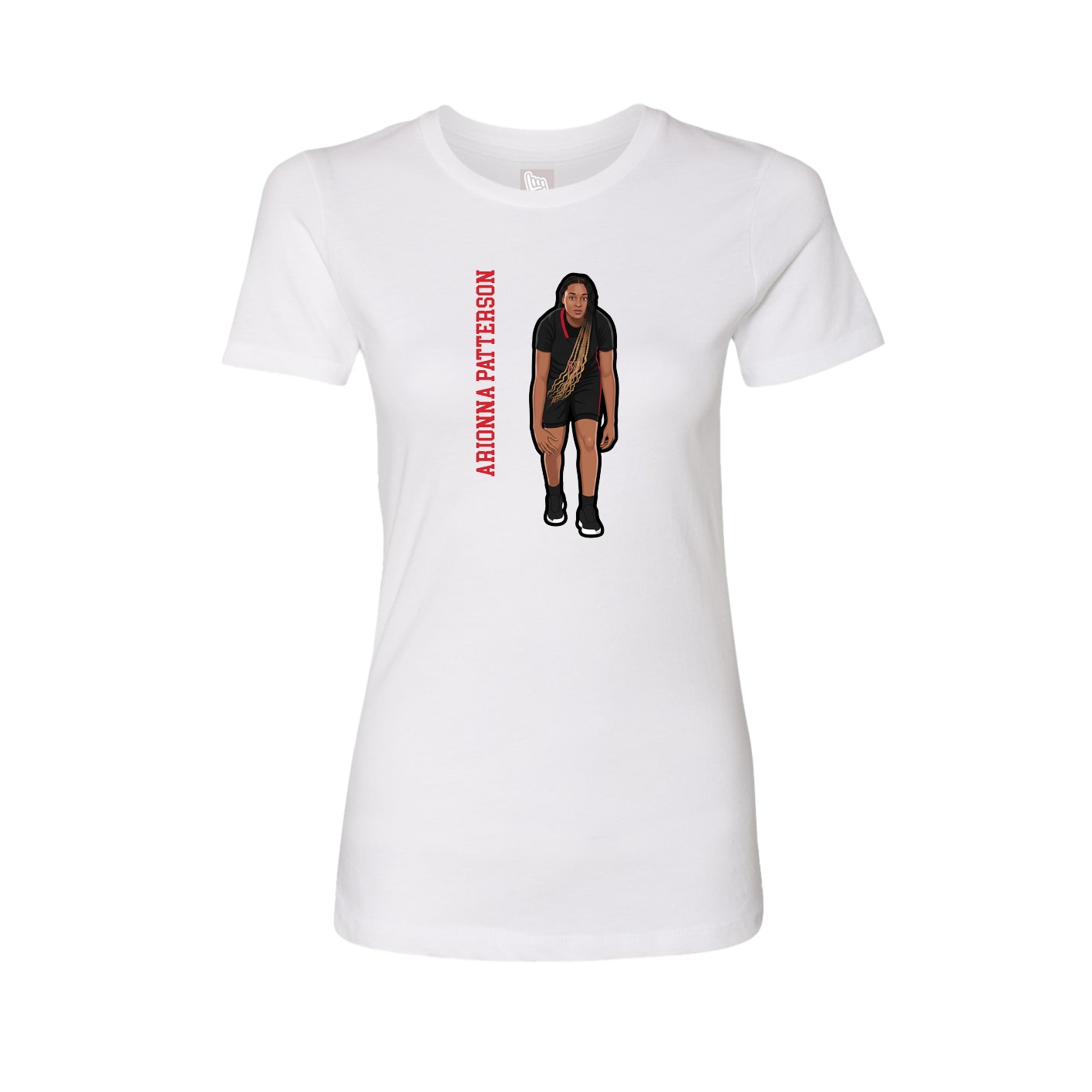 Womens Tee — Name Vertical in White