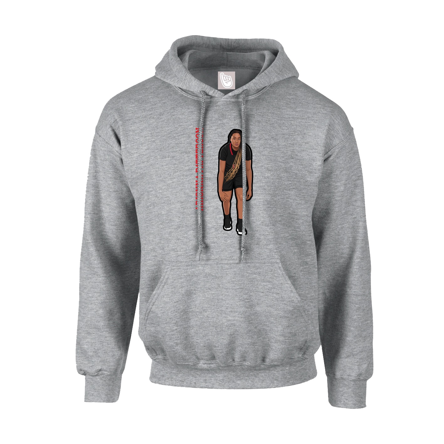 Hoodie — Name Vertical in Grey