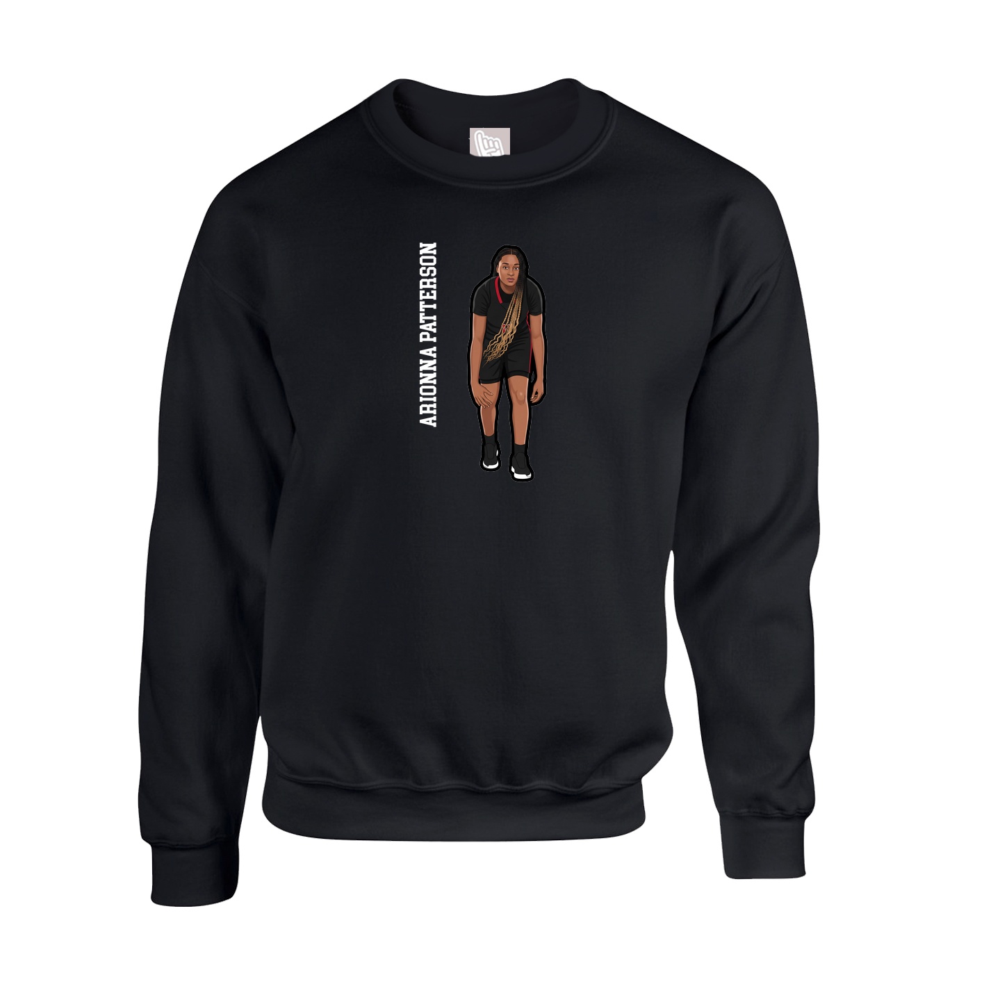 Fleece Crew — Name Vertical in Black