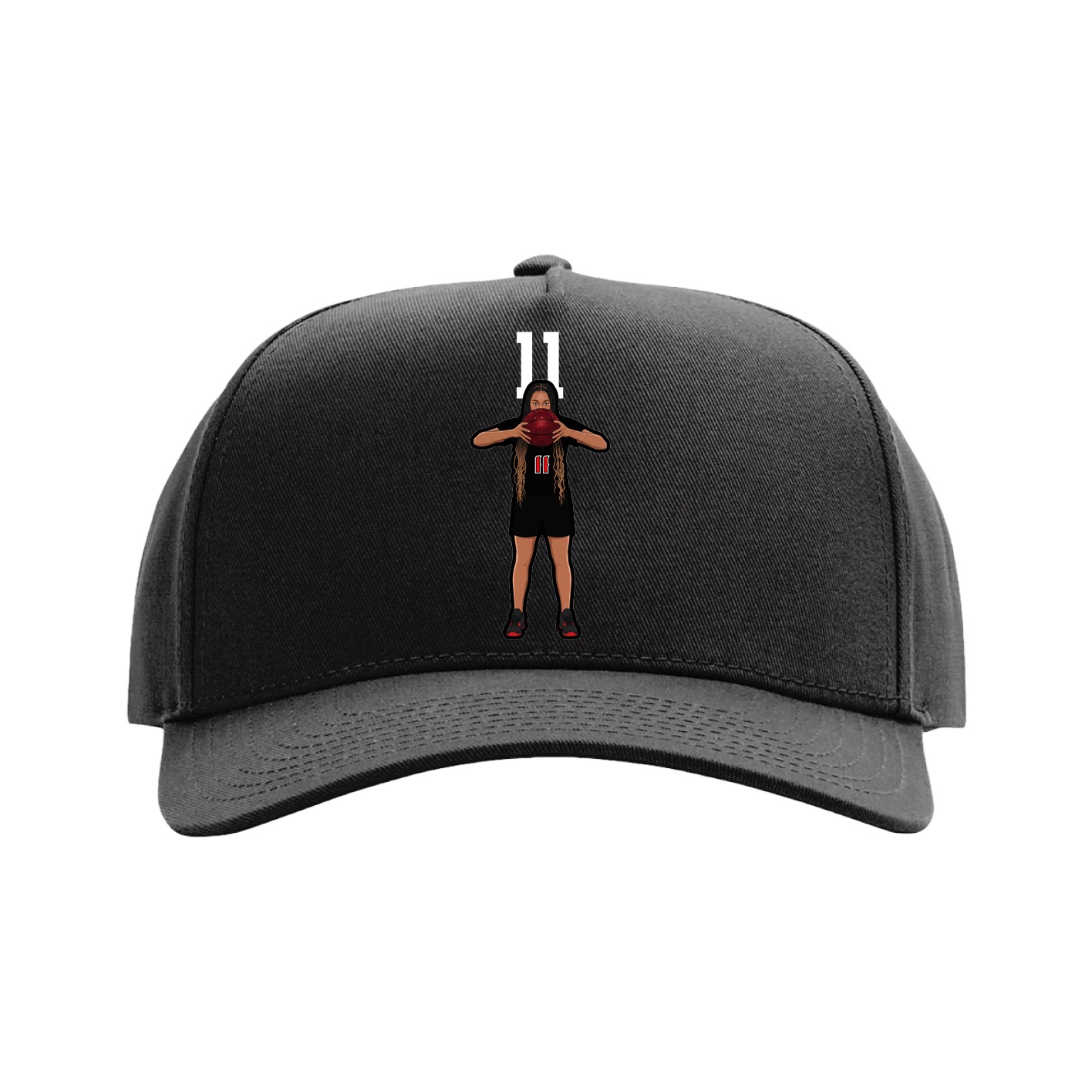 Full Fabric Five-Panel Champ Cap — Number Top in Black