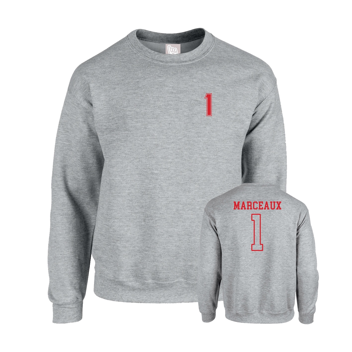 Fleece Crew — Chest Back in Grey