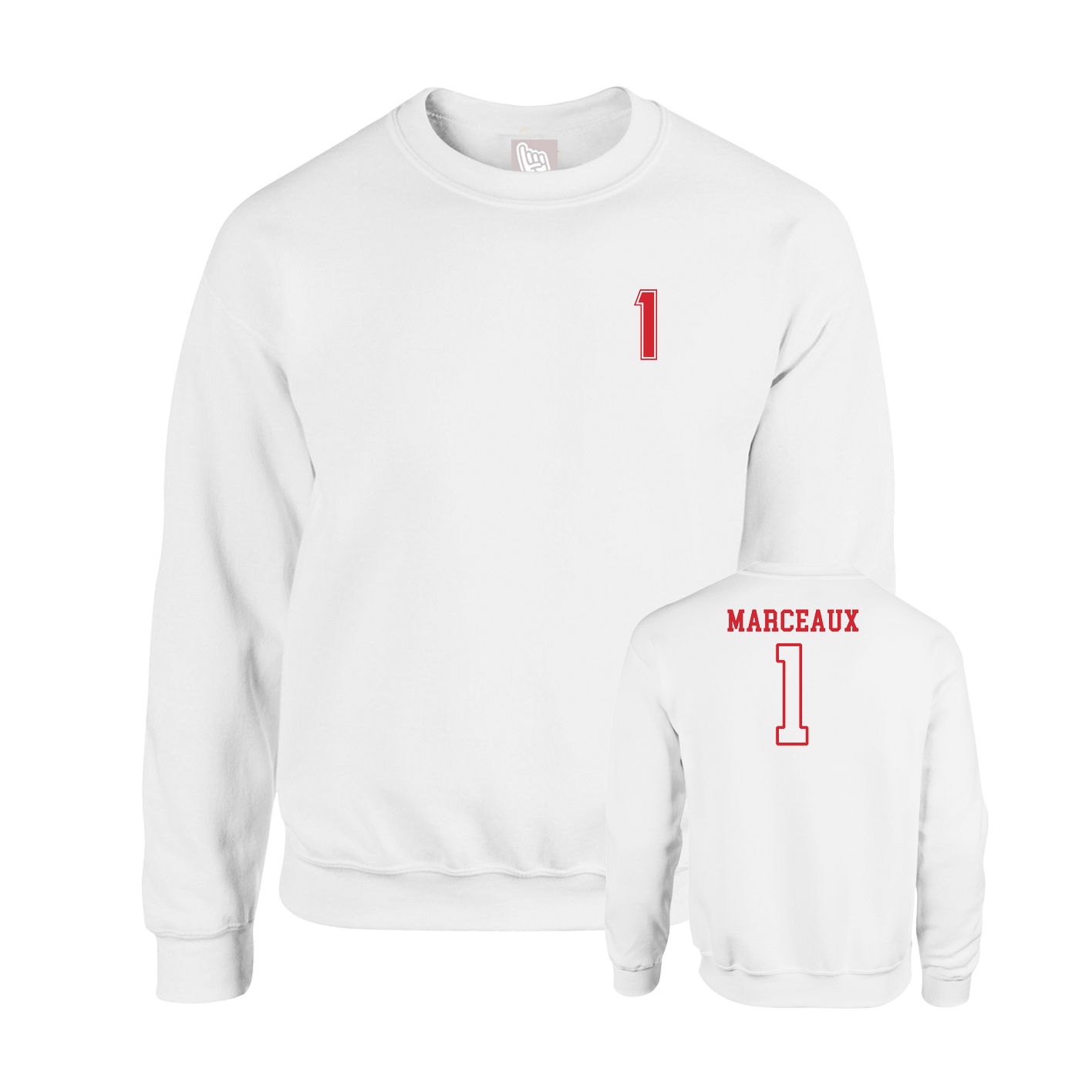 Fleece Crew — Chest Back in White