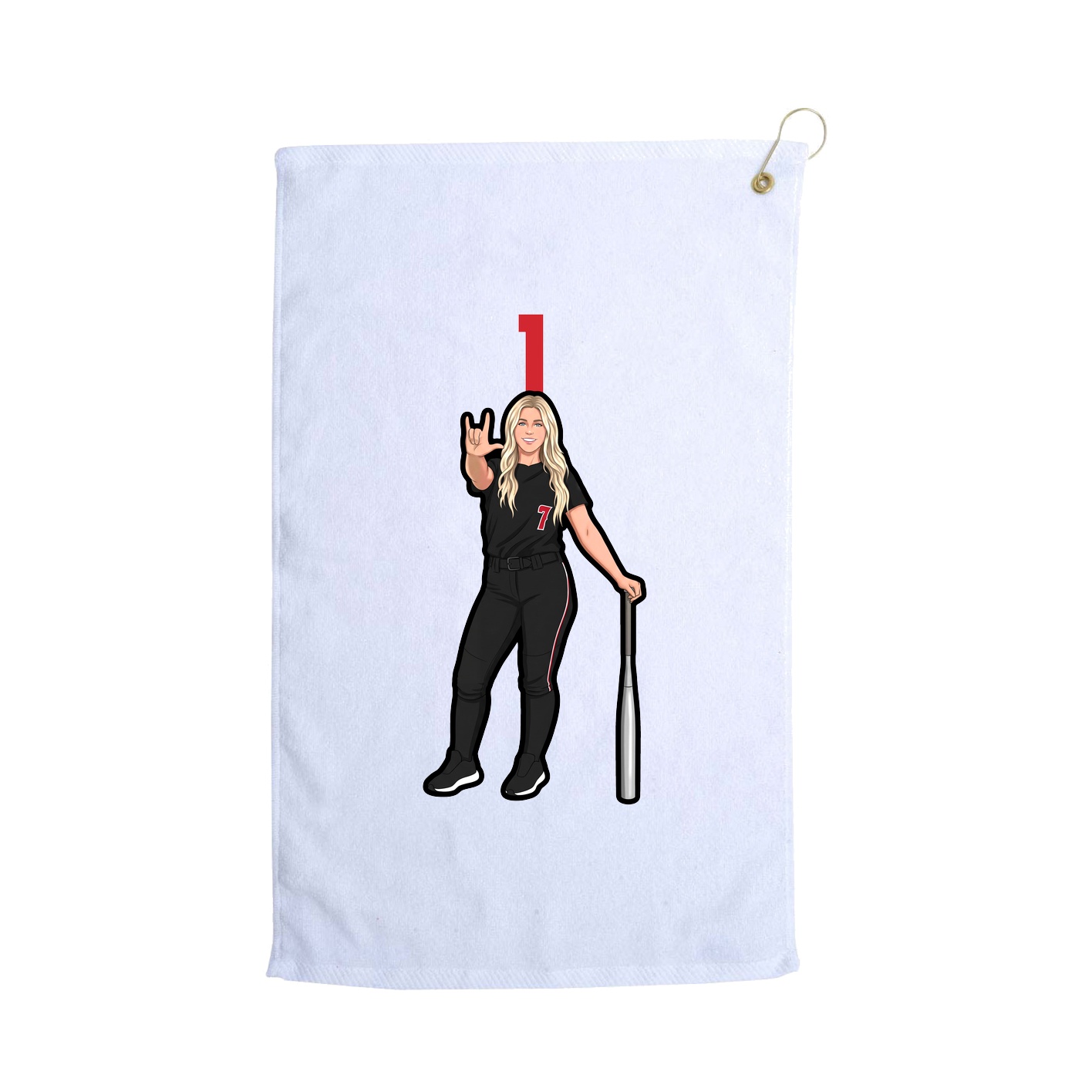 Golf Towel — Number Top in White