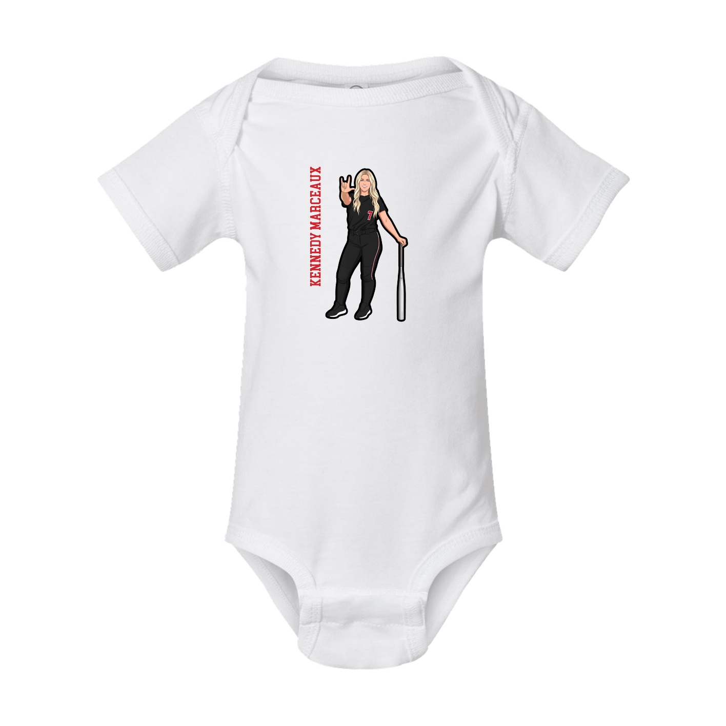 Baby Onesie — Name Vertical in White