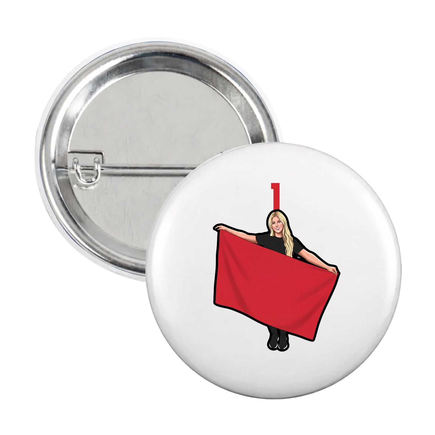 Game Day Button — Number Top in White