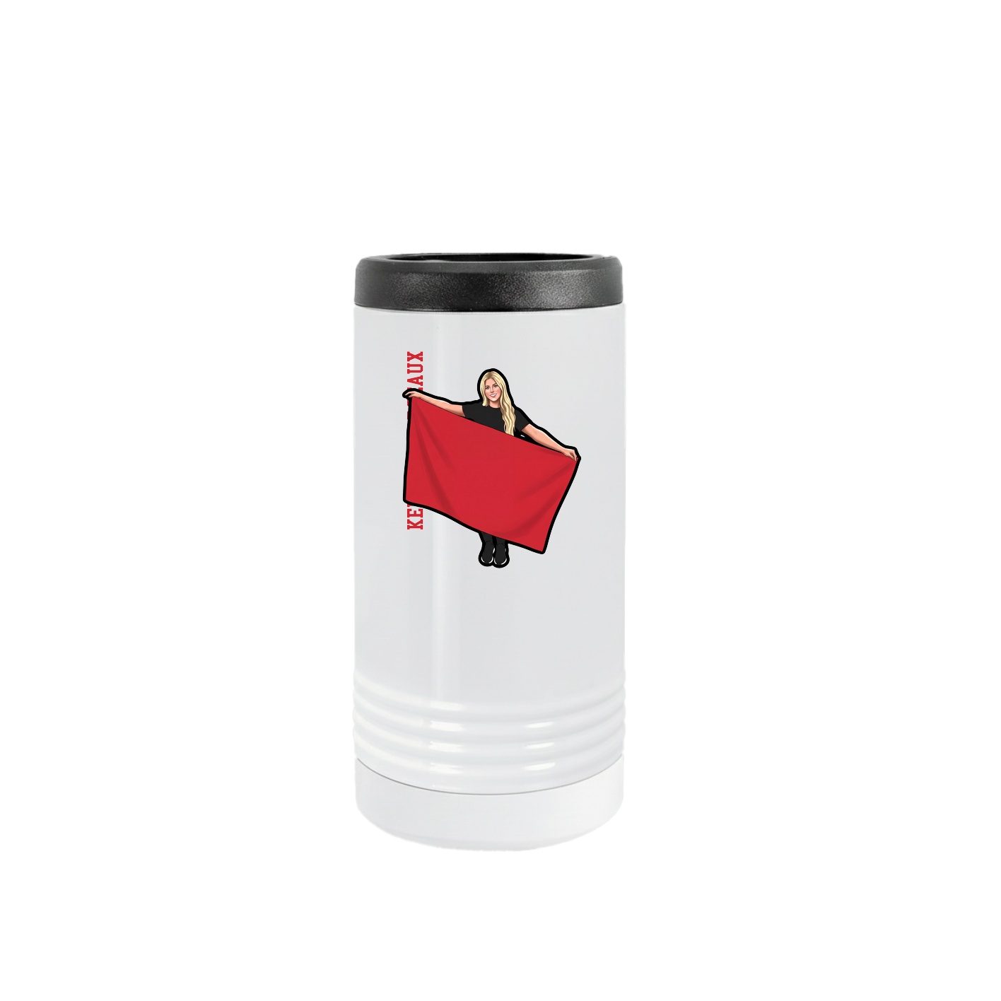 Slim Beverage Holder — Name Vertical in White