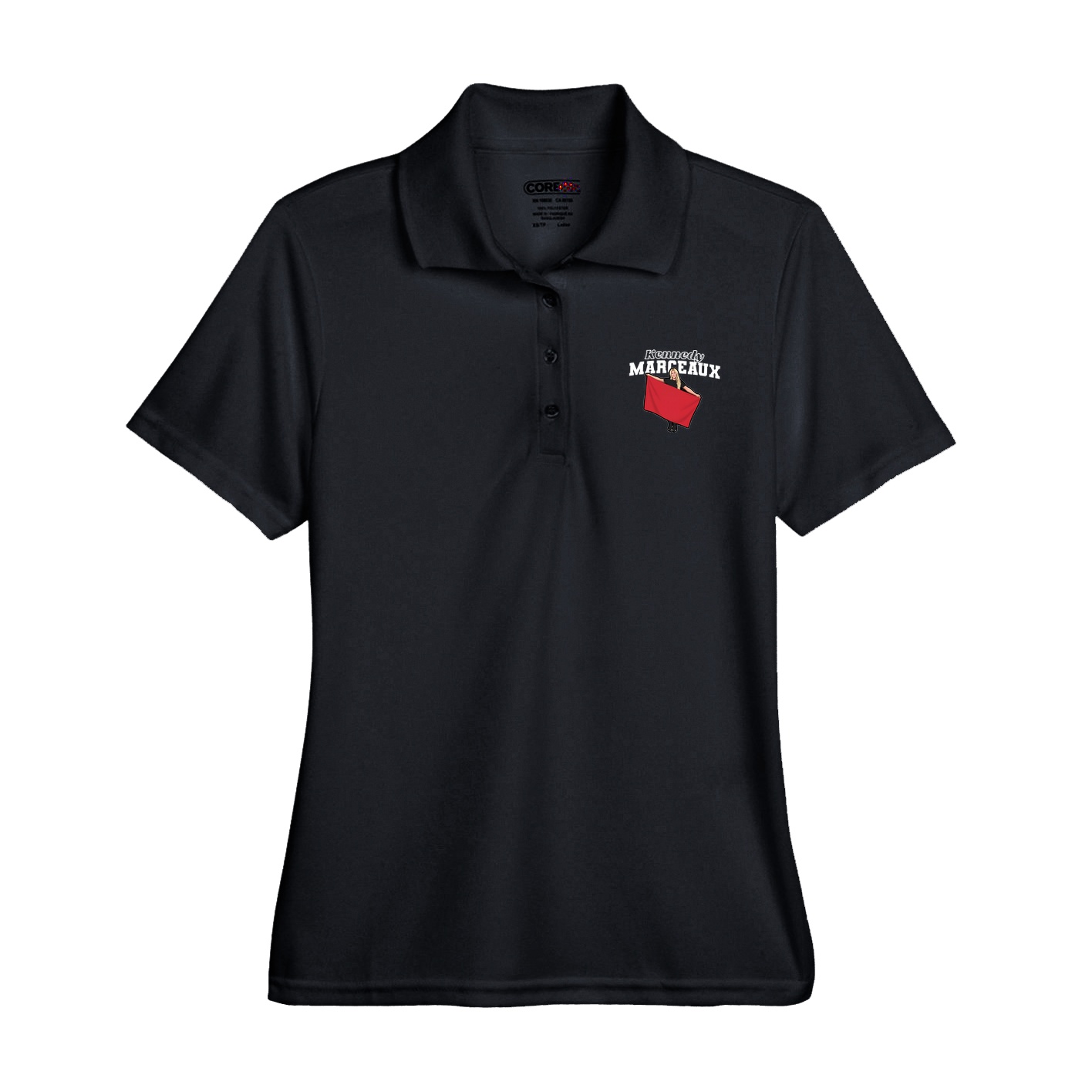 Womens Performance Polo — Name Arch in Black