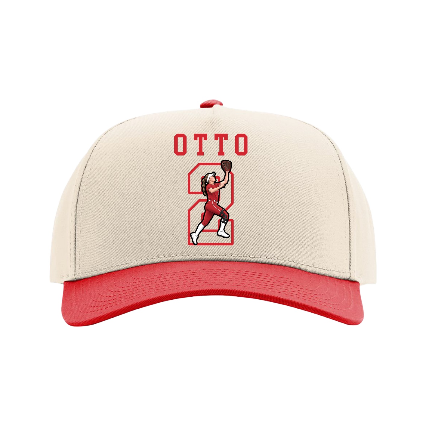 Full Fabric Five-Panel Champ Cap — Shirsey in Cream/Red