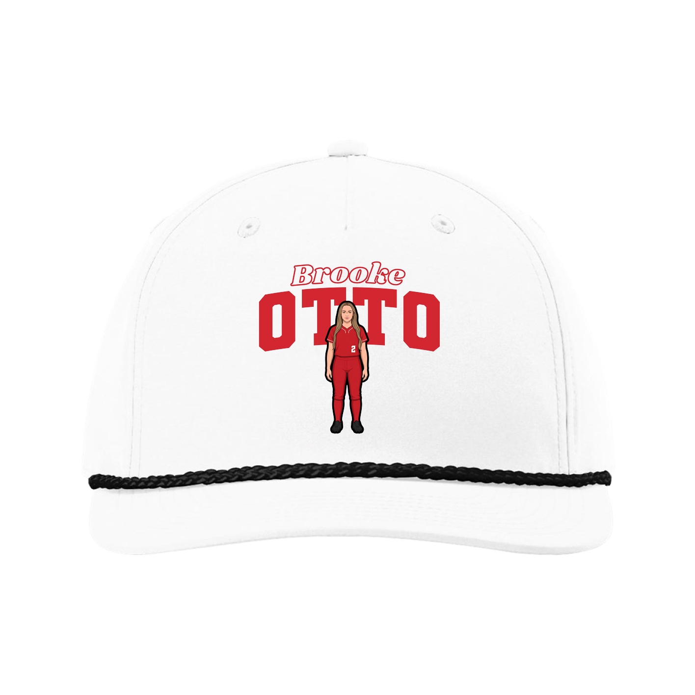 Five-Panel Classic Rope Cap — Name Arch in White