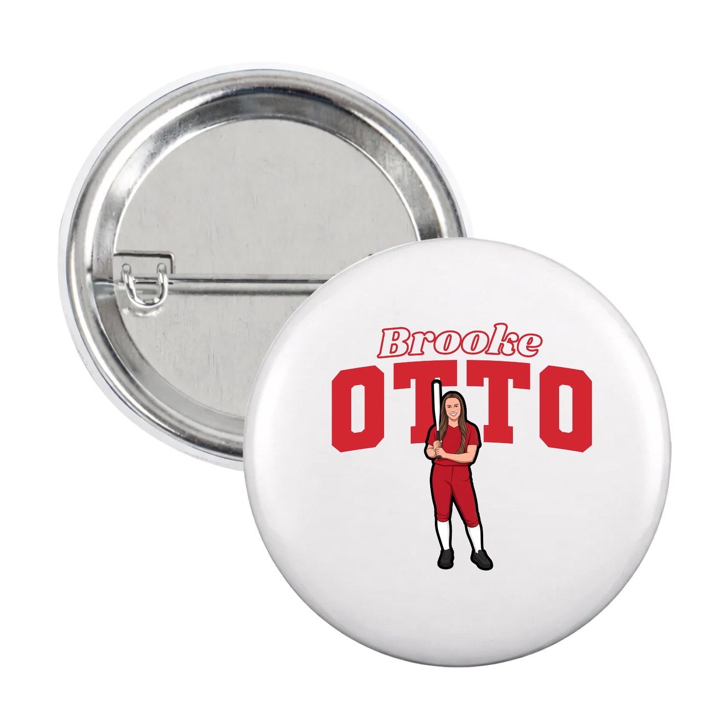 Game Day Button — Name Arch in White