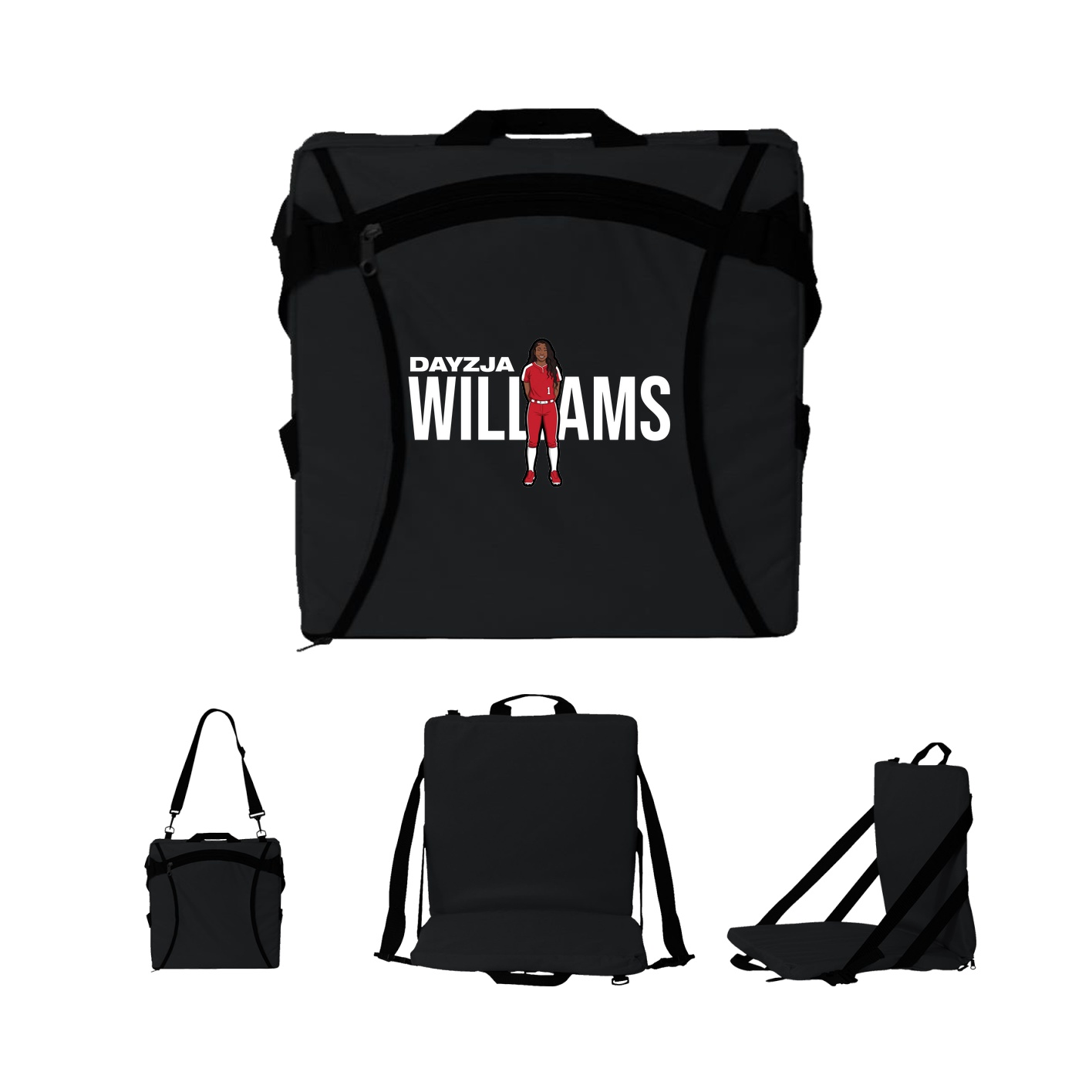Folding Stadium Seat — Player Name in Black